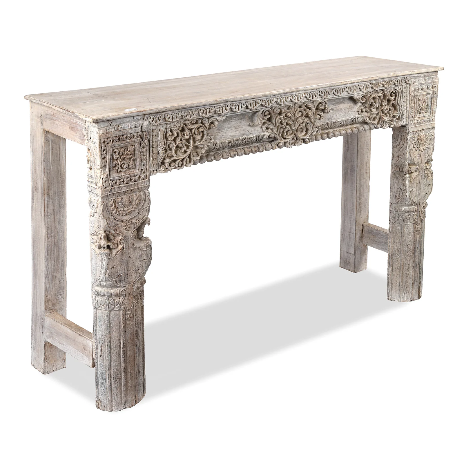 White Reclaimed Teak Console Table - Image 5