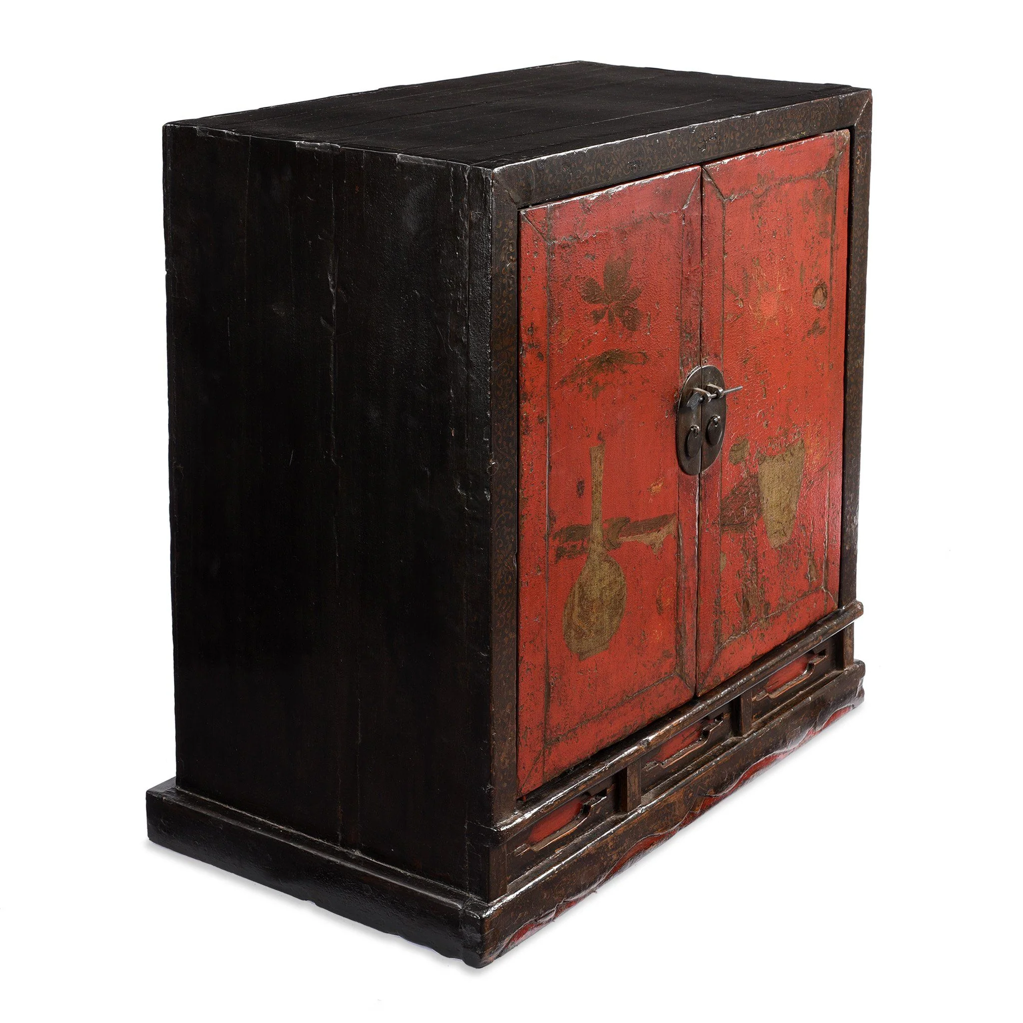 Black & Red Lacquer Book Cabinet from China - 19th Century - Image 3