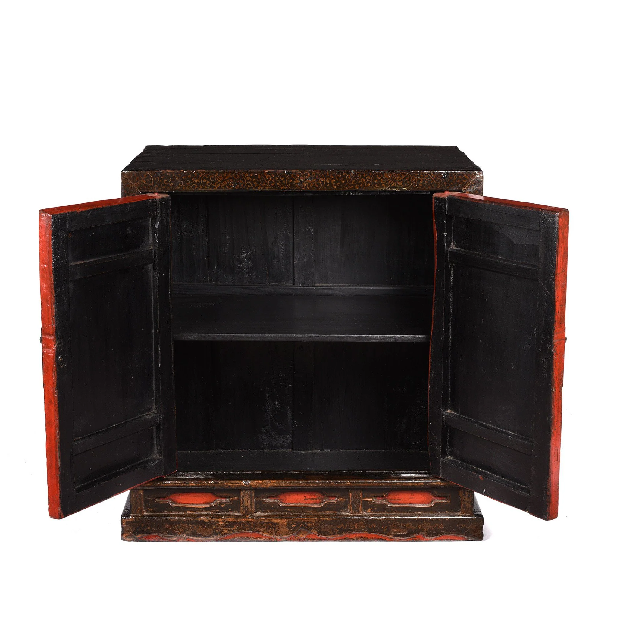 Black & Red Lacquer Book Cabinet from China - 19th Century - Image 4
