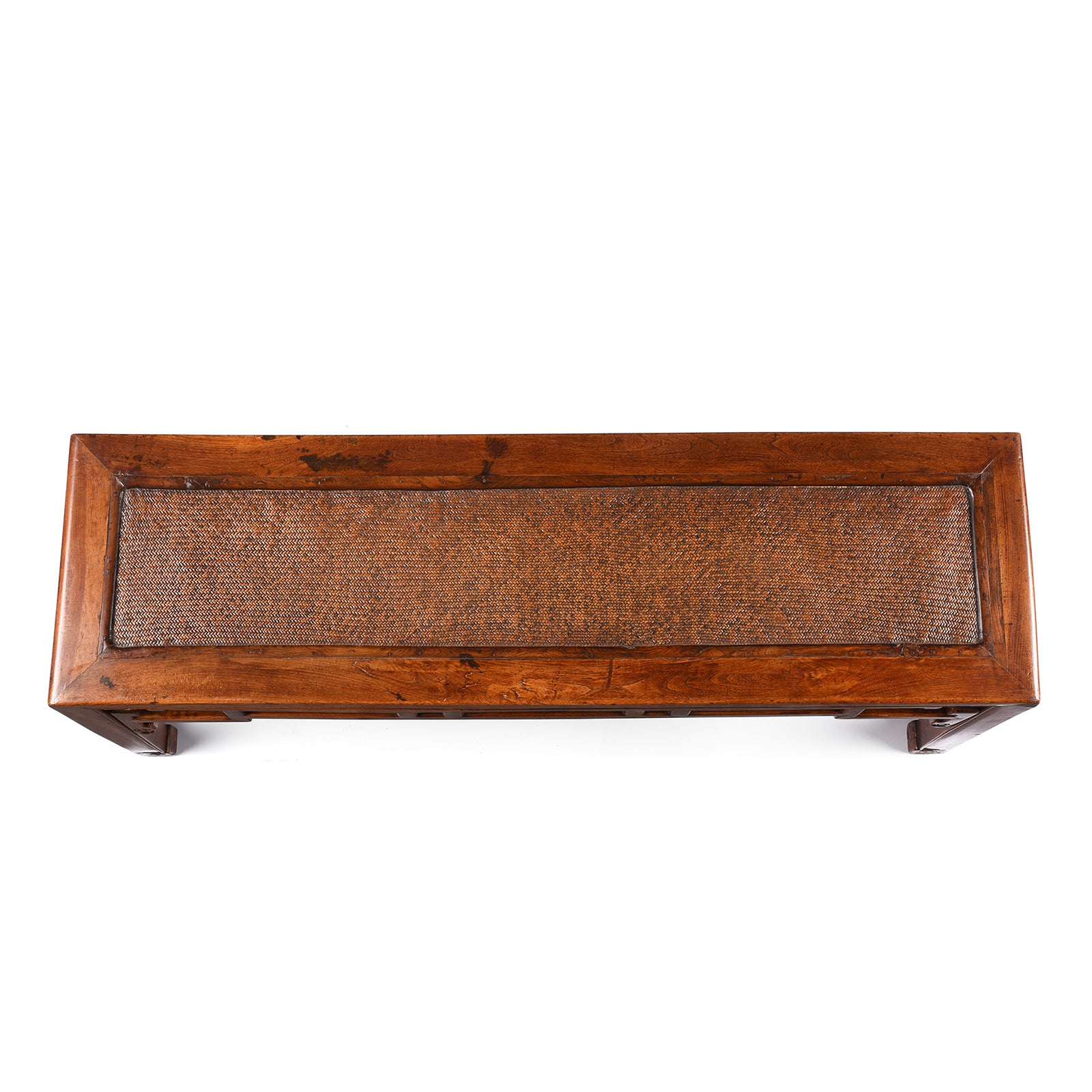 Red Elm Bench From Jiangsu With Rattan Seat - 19th Century - Image 4