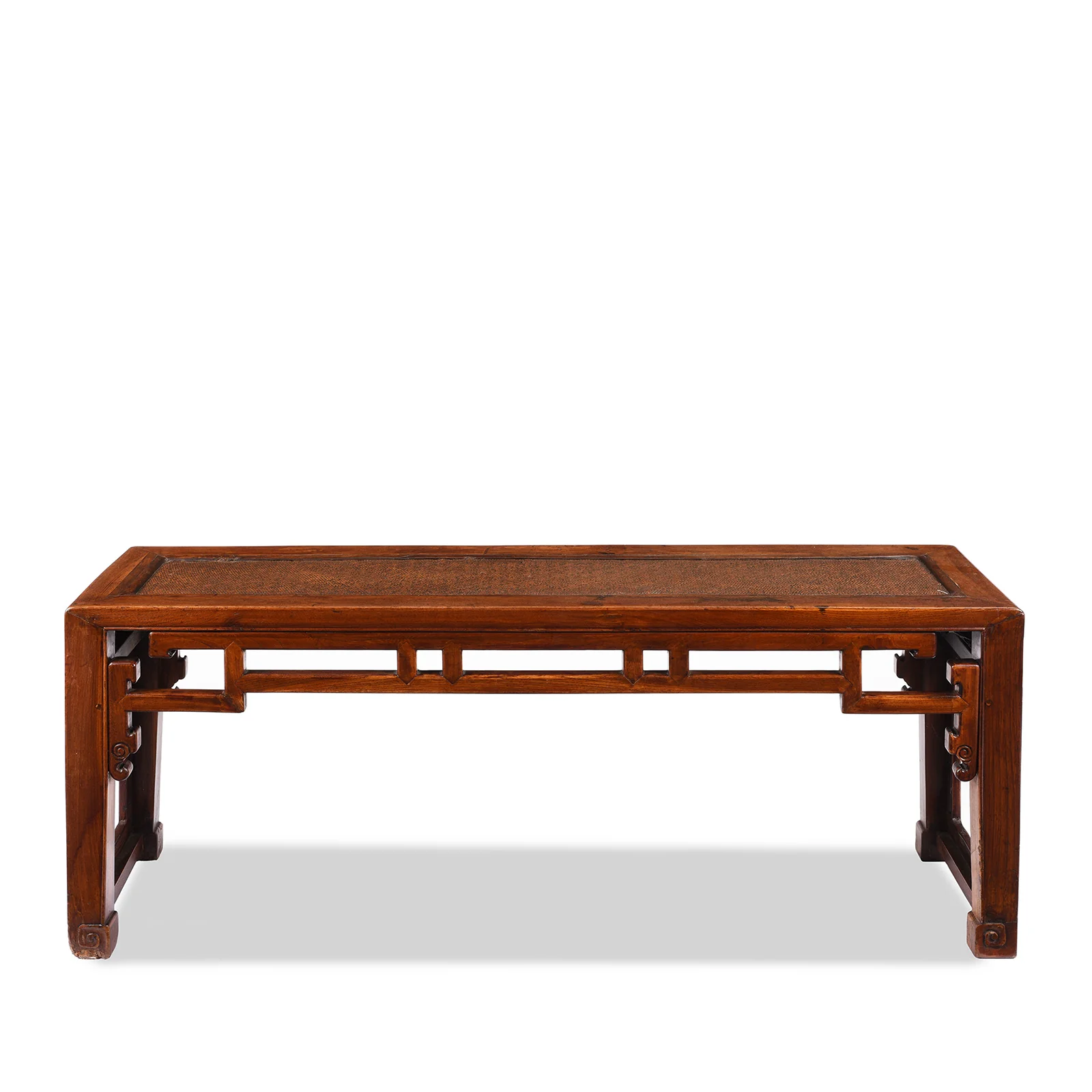 Red Elm Bench From Jiangsu With Rattan Seat - 19th Century - Image 9