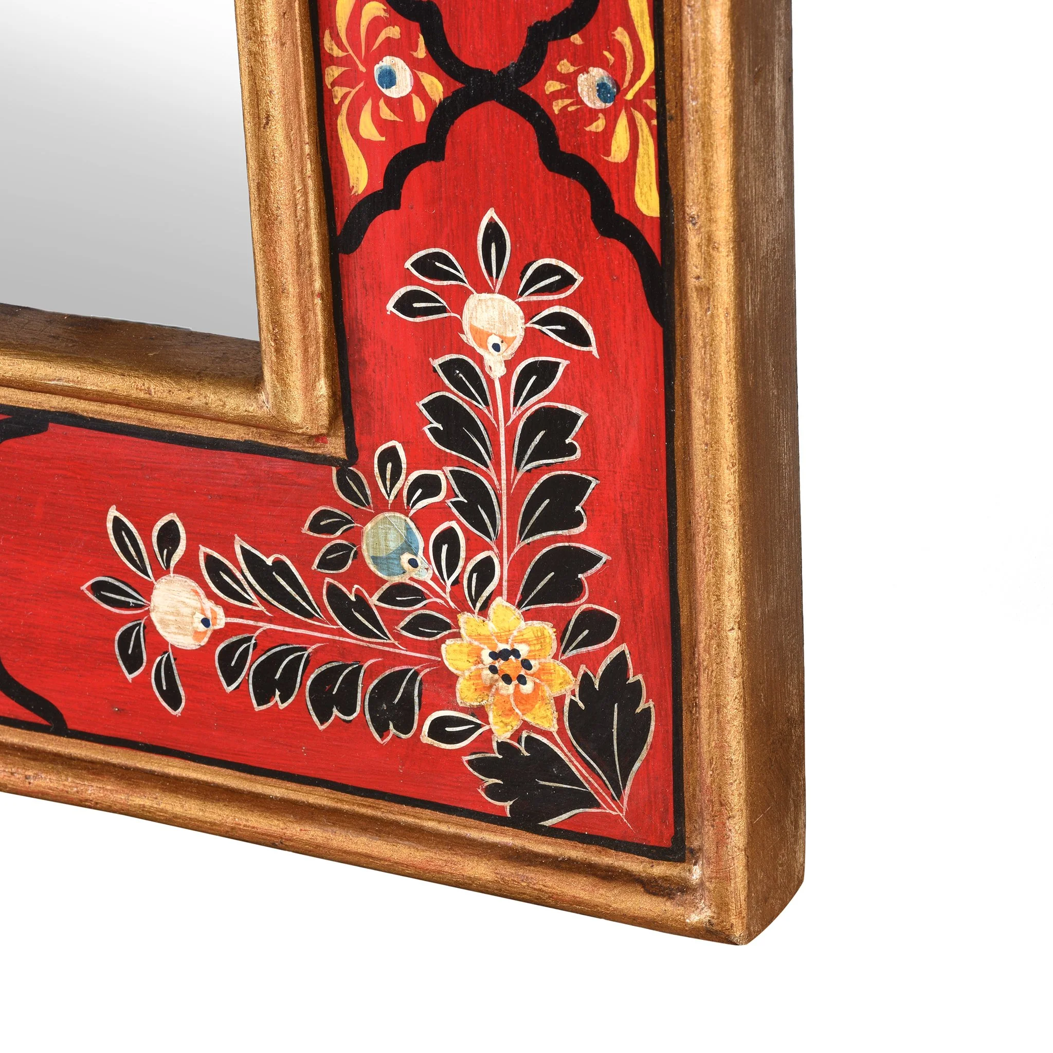 Red Hand Painted Indian Mirror - Image 3