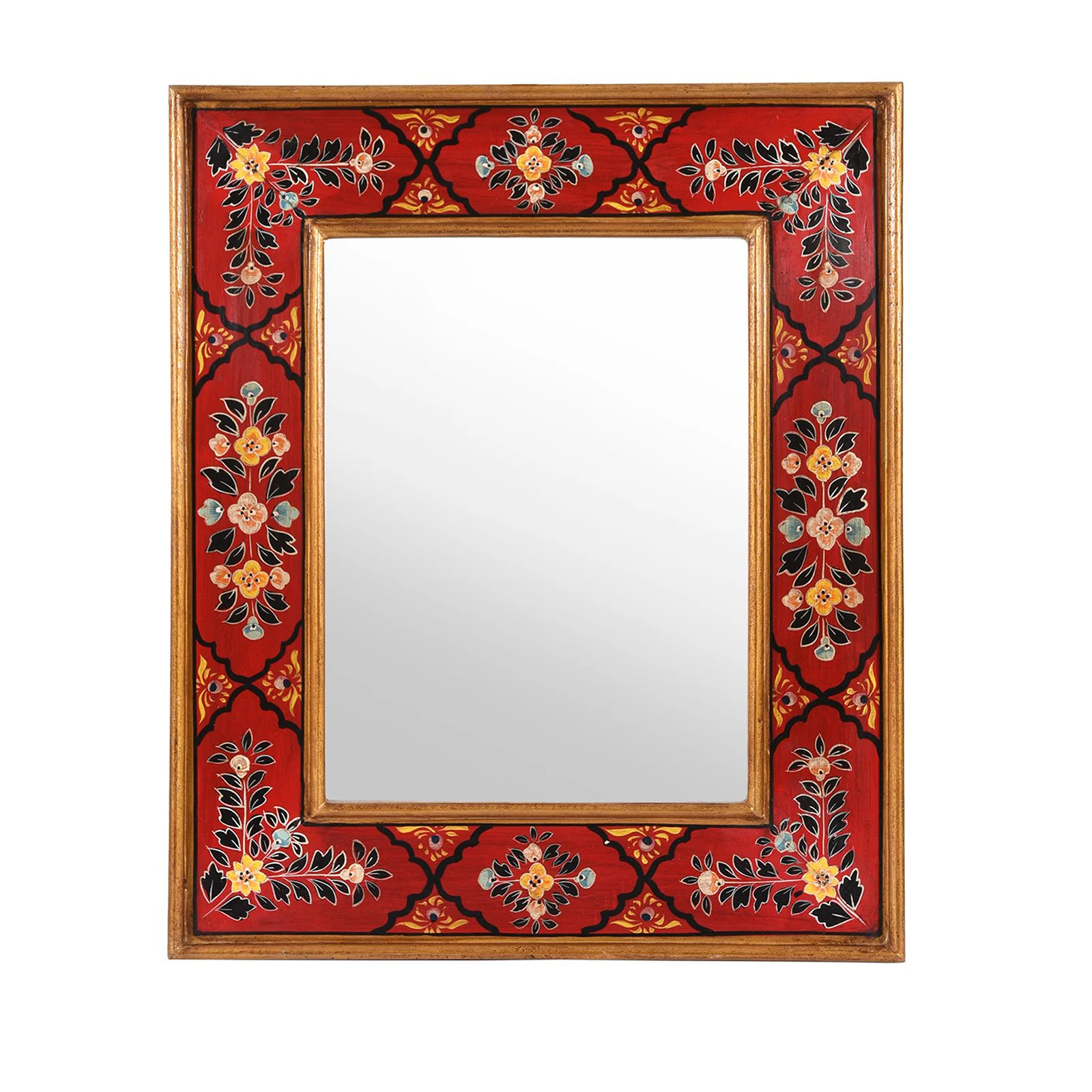 Red Hand Painted Indian Mirror - Image 8