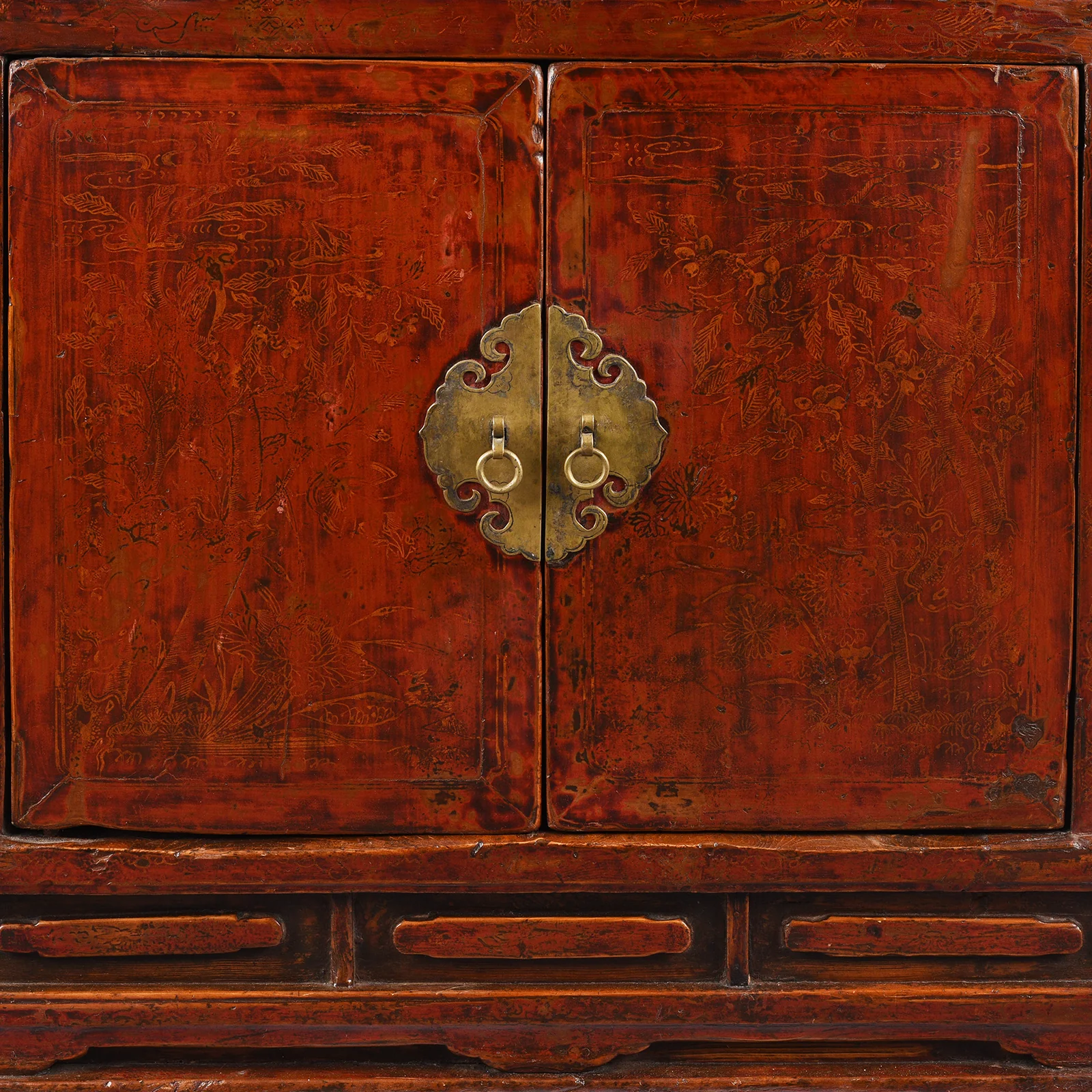 Red Lacquer Book Cabinet From Shanxi Province - 19th Century - Image 2