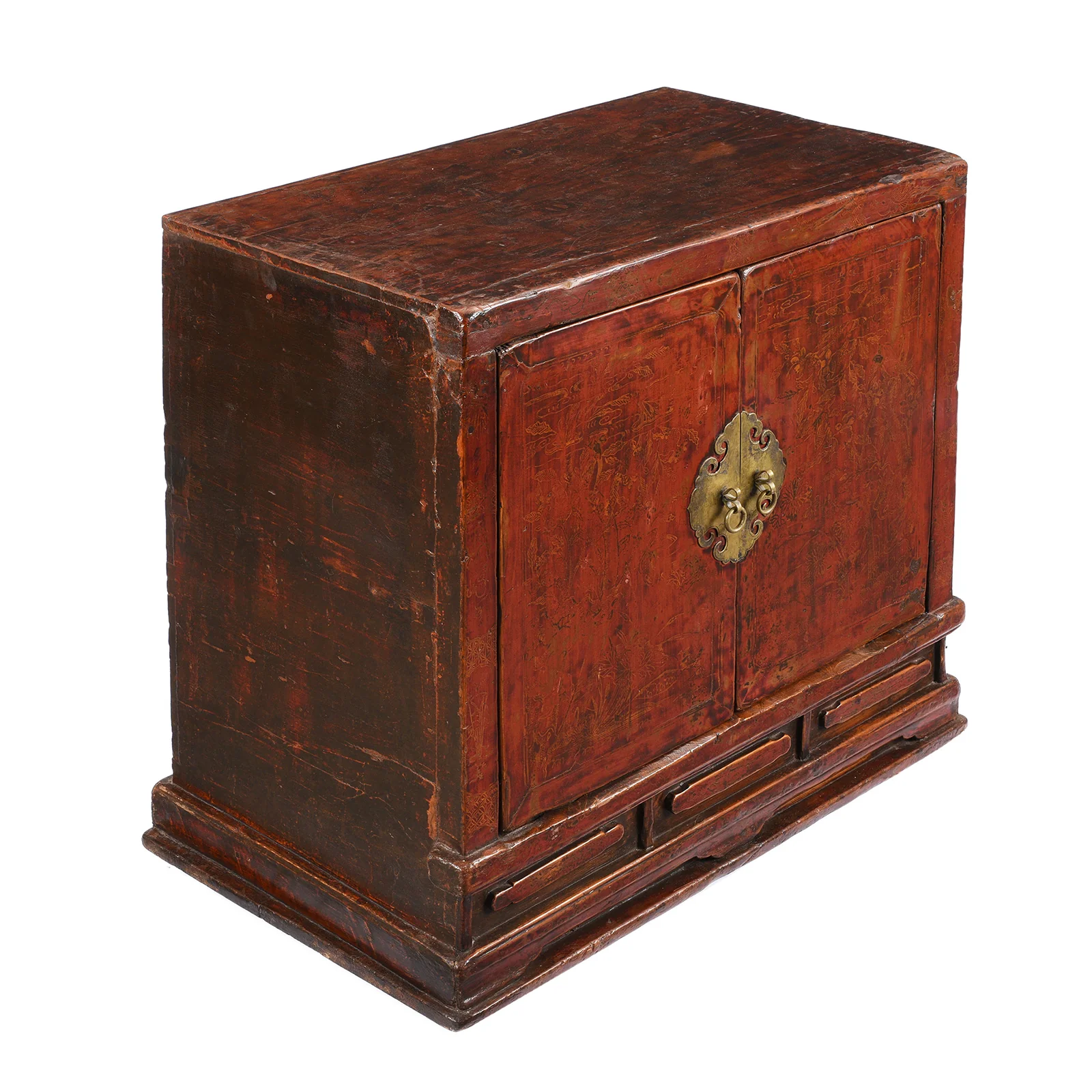 Red Lacquer Book Cabinet From Shanxi Province - 19th Century - Image 3