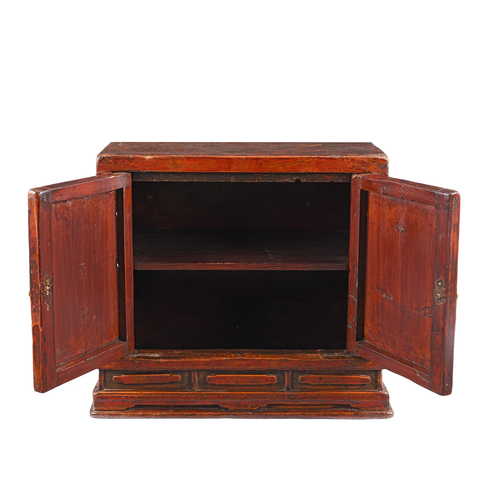 Red Lacquer Book Cabinet From Shanxi Province - 19th Century - Image 4