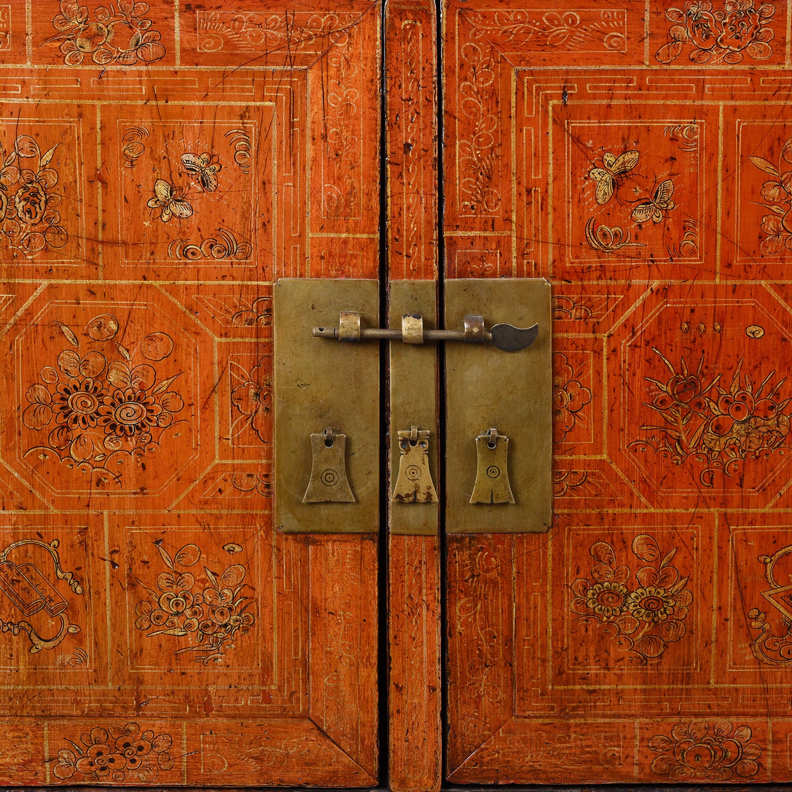 Red Lacquer Chinese Sideboard From Dongbei - Ca 1920 - Image 2