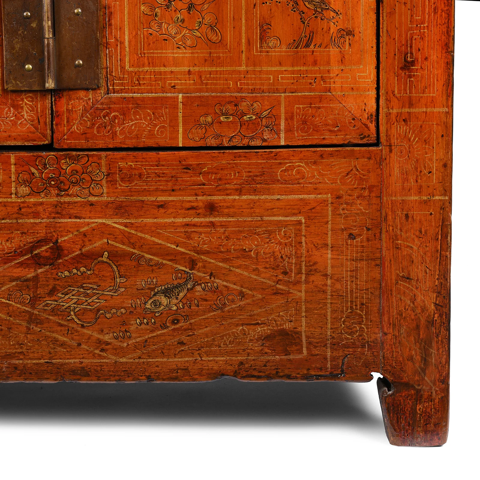Red Lacquer Chinese Sideboard From Dongbei - Ca 1920 - Image 8