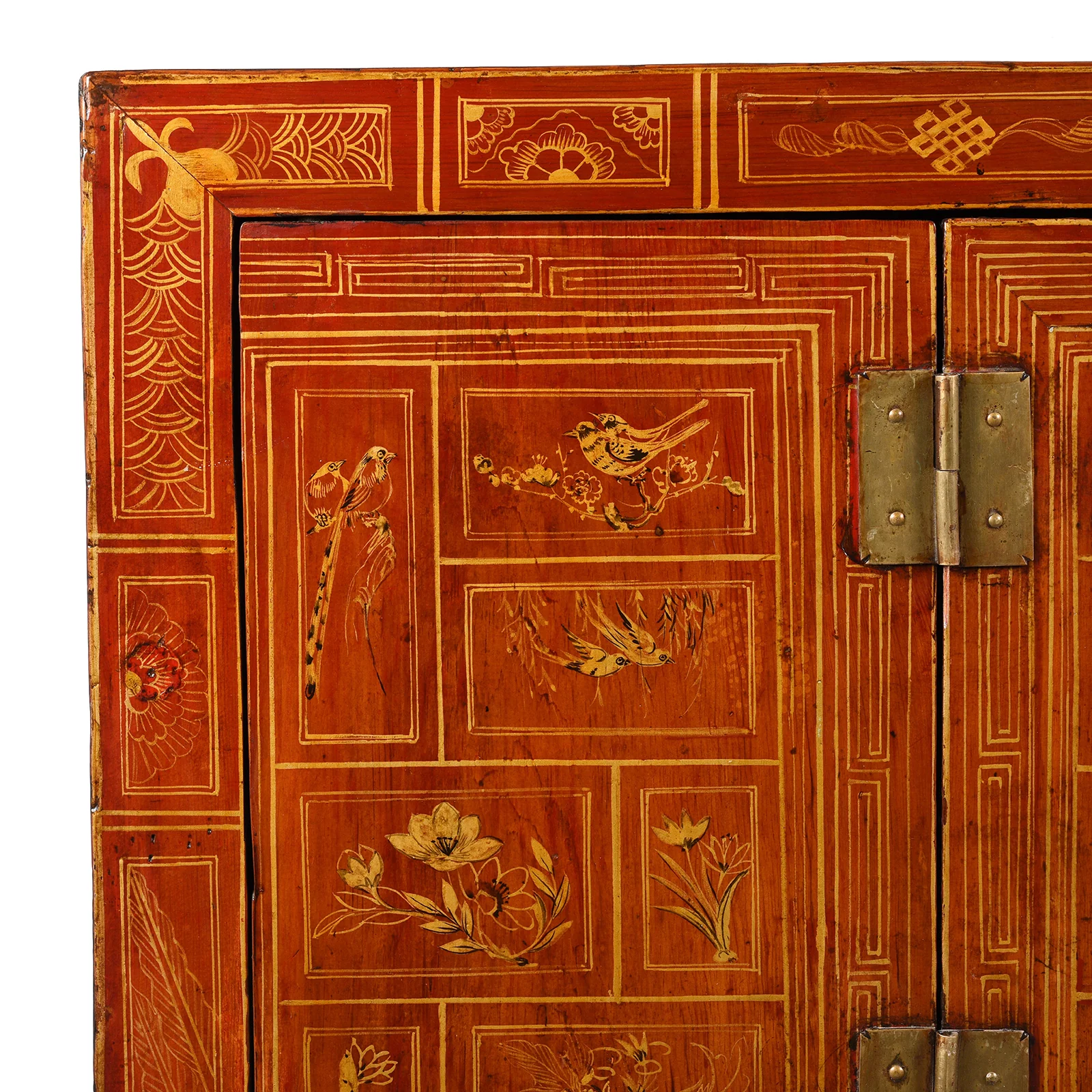 Red Lacquer Chinese Sideboard From Dongbei - Ca 1920 - Image 2