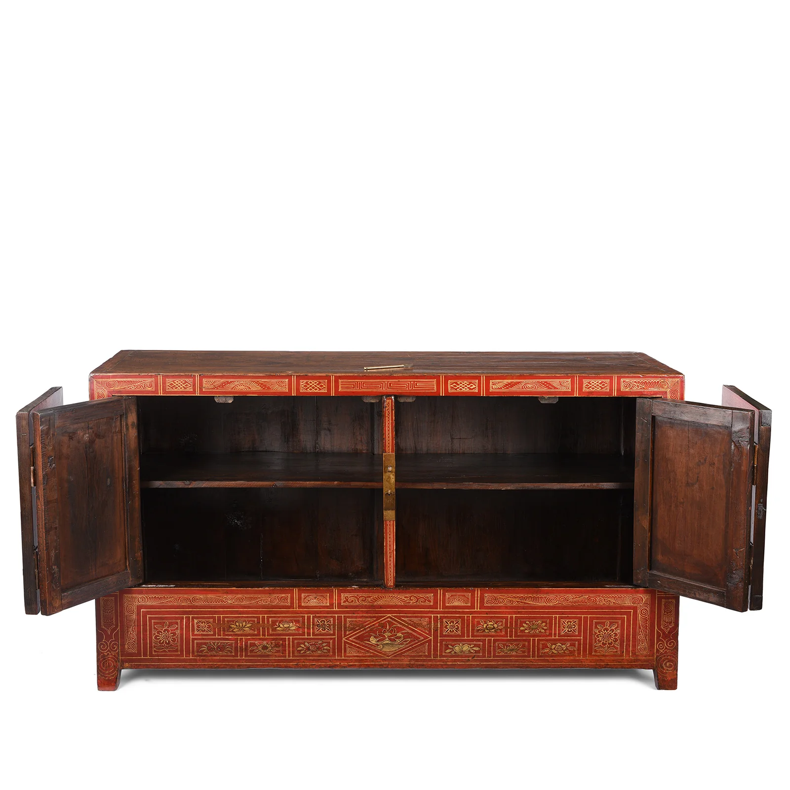 Red Lacquer Chinese Sideboard From Dongbei - Ca 1920 - Image 5