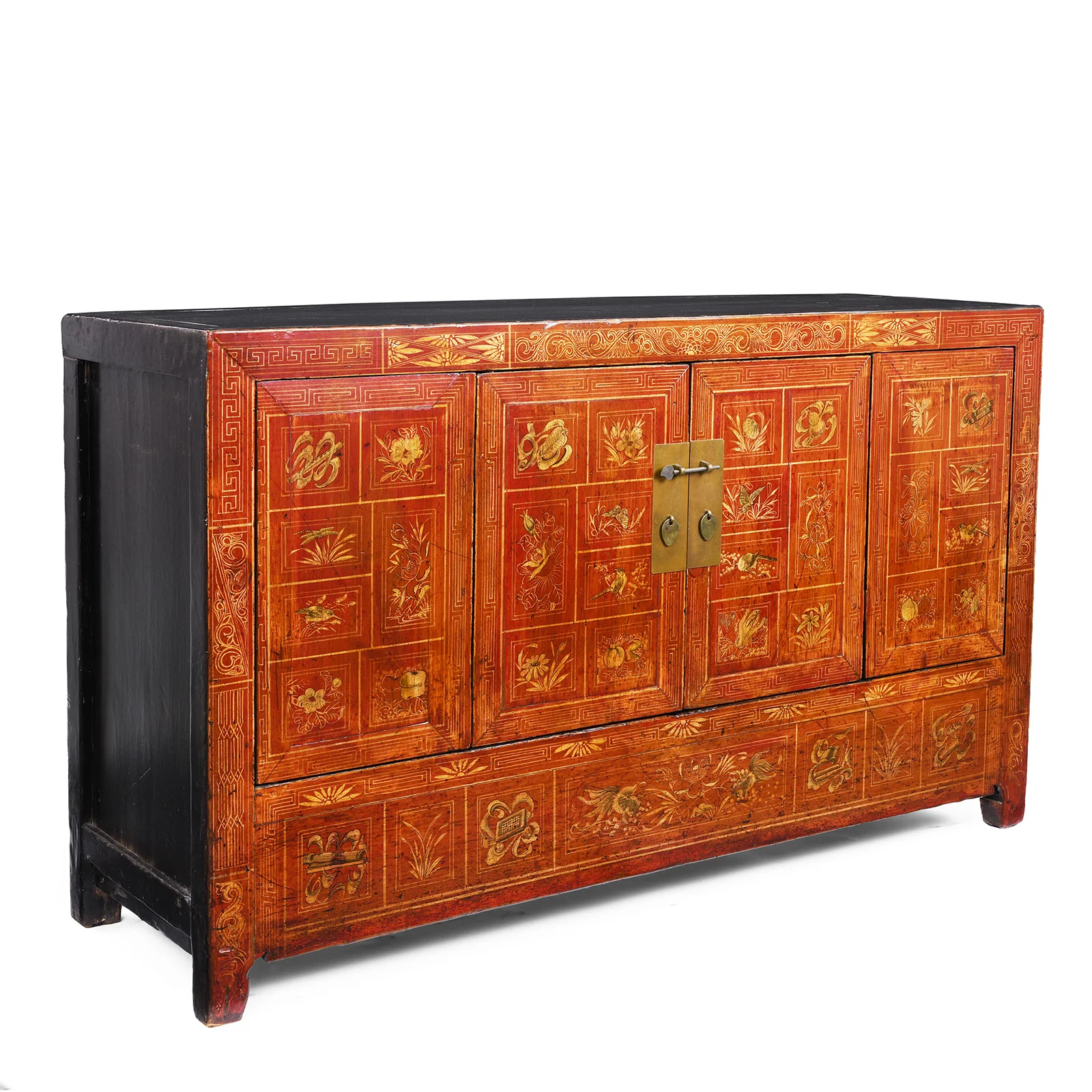 Red Lacquer Chinese Sideboard From Dongbei - Ca 1920 - Image 4