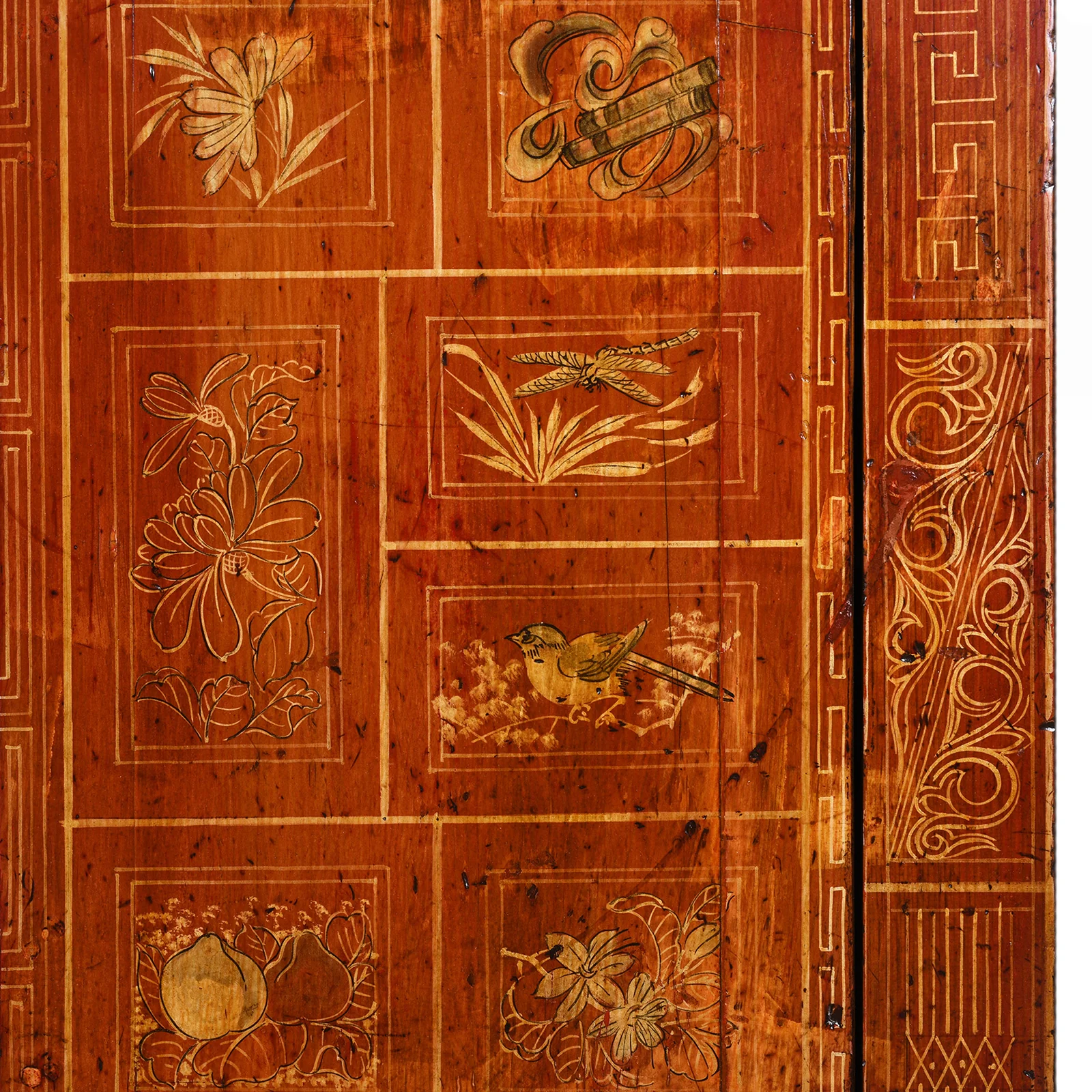 Red Lacquer Chinese Sideboard From Dongbei - Ca 1920 - Image 7