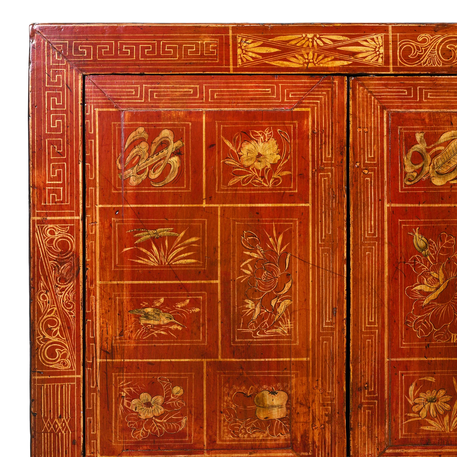 Red Lacquer Chinese Sideboard From Dongbei - Ca 1920 - Image 8