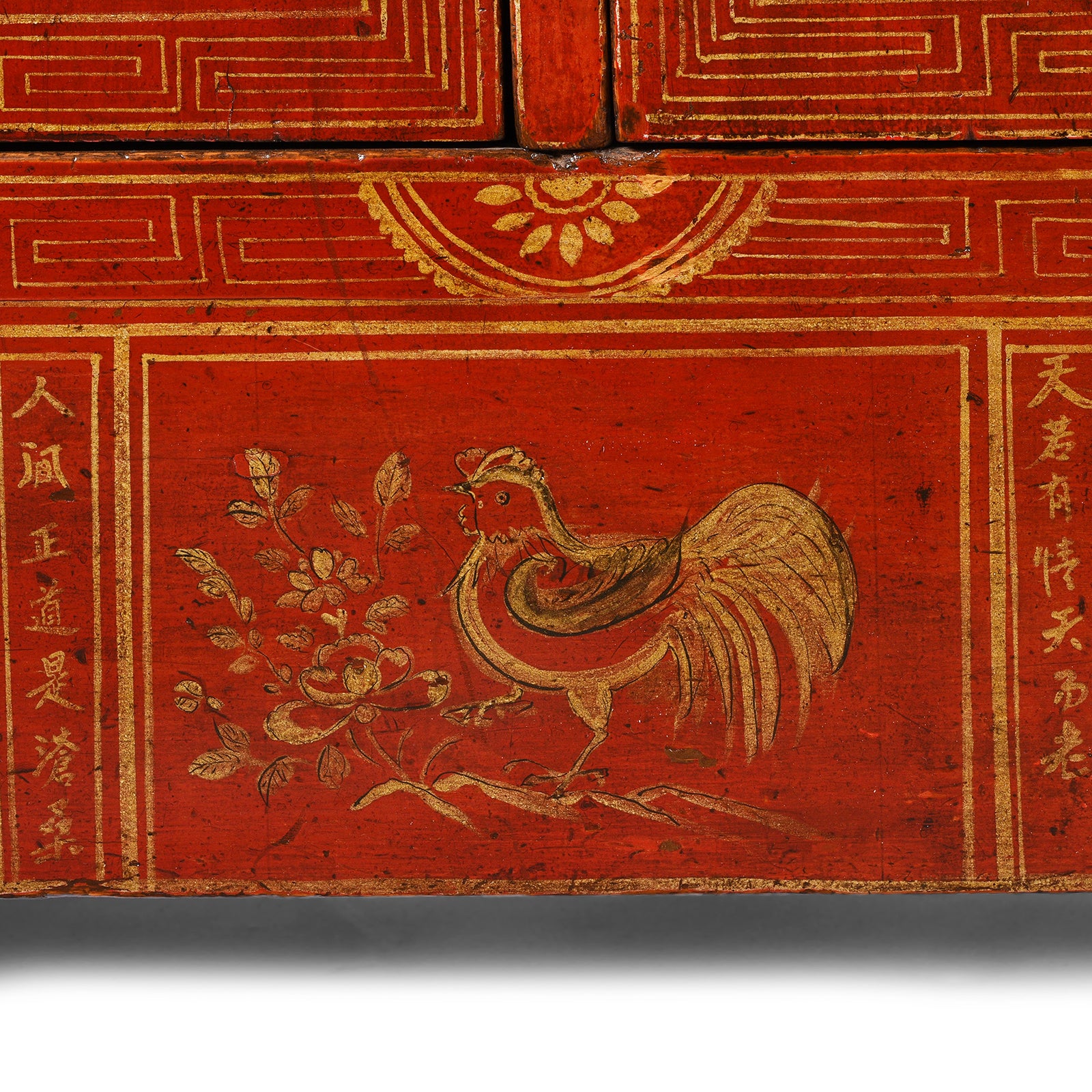 Red Lacquer Chinese Sideboard From Dongbei - Ca 1920 - Image 5