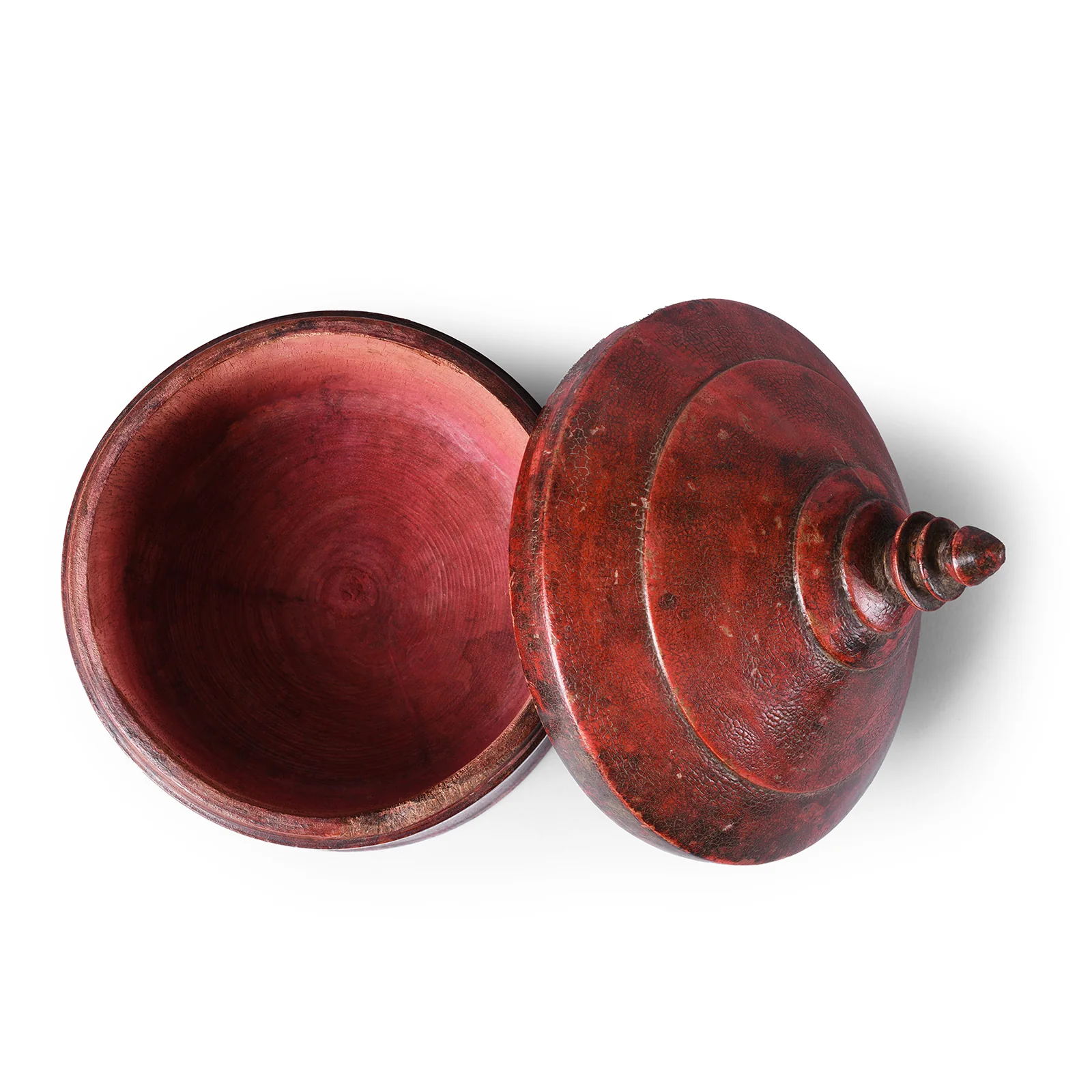 Red Lacquer Pot From Uttar Pradesh - Ca 1930 - Image 4
