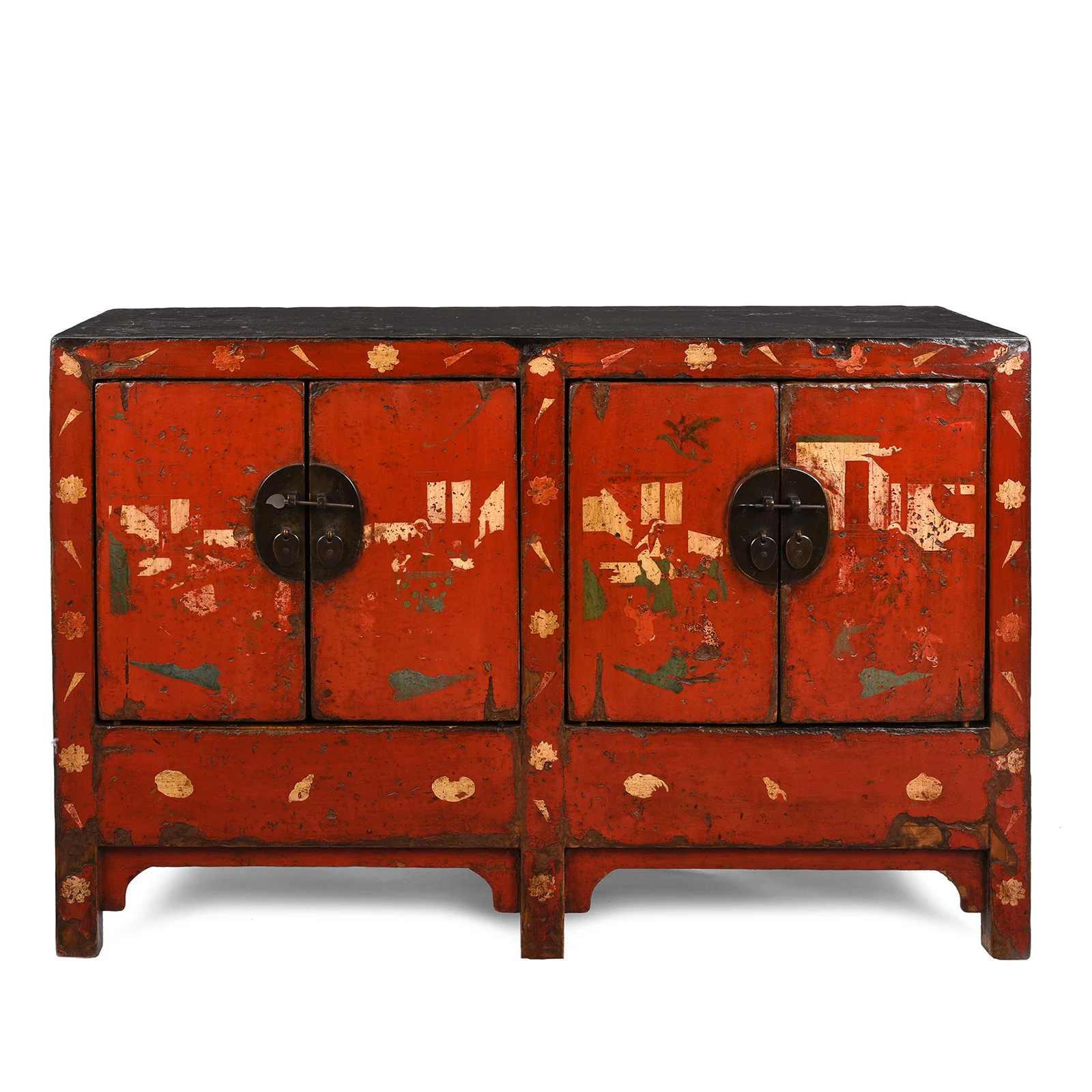 Red Lacquer Sideboard From Shanxi - 19th Century