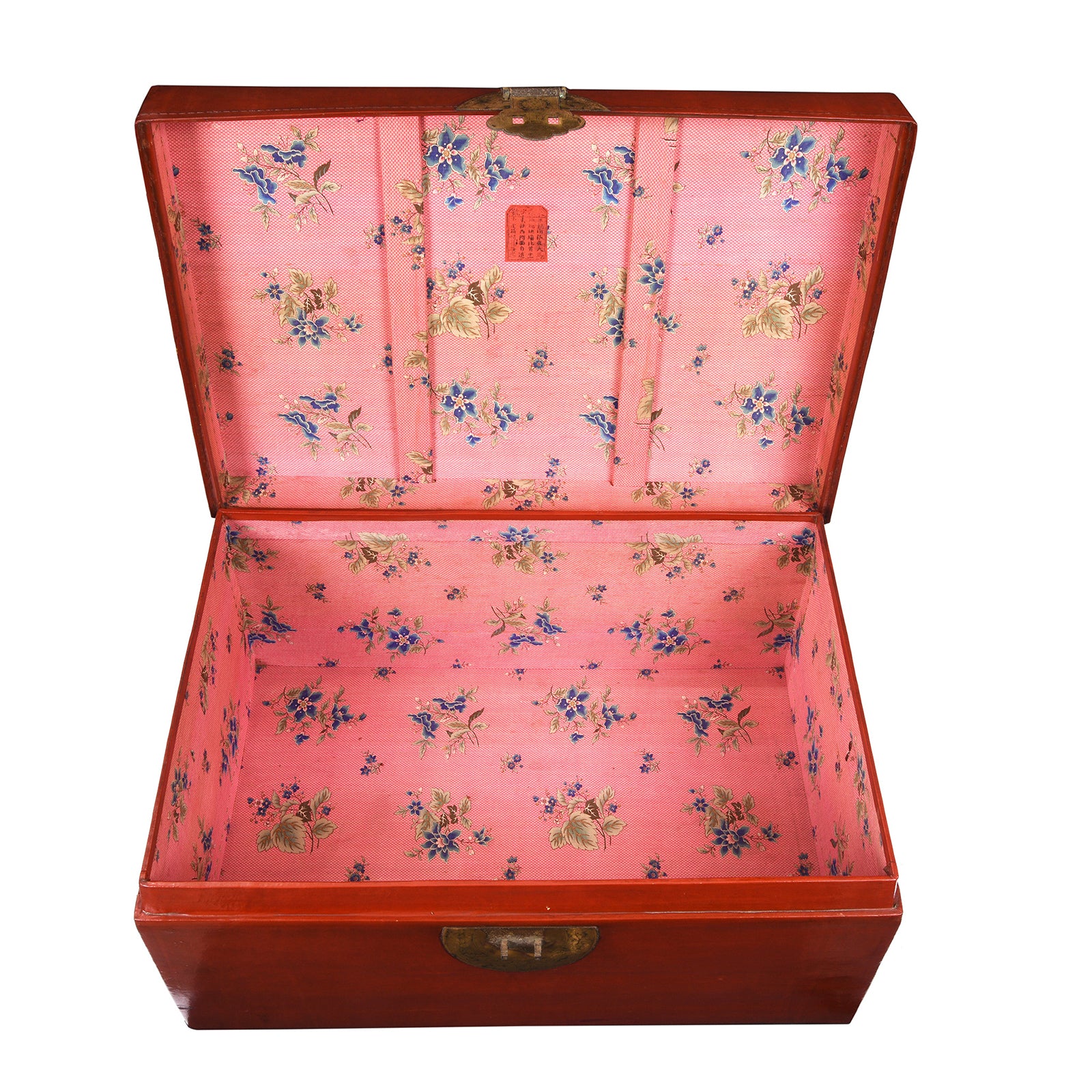 Red Leather Trunk From Shanghai - 19th Century - Image 4
