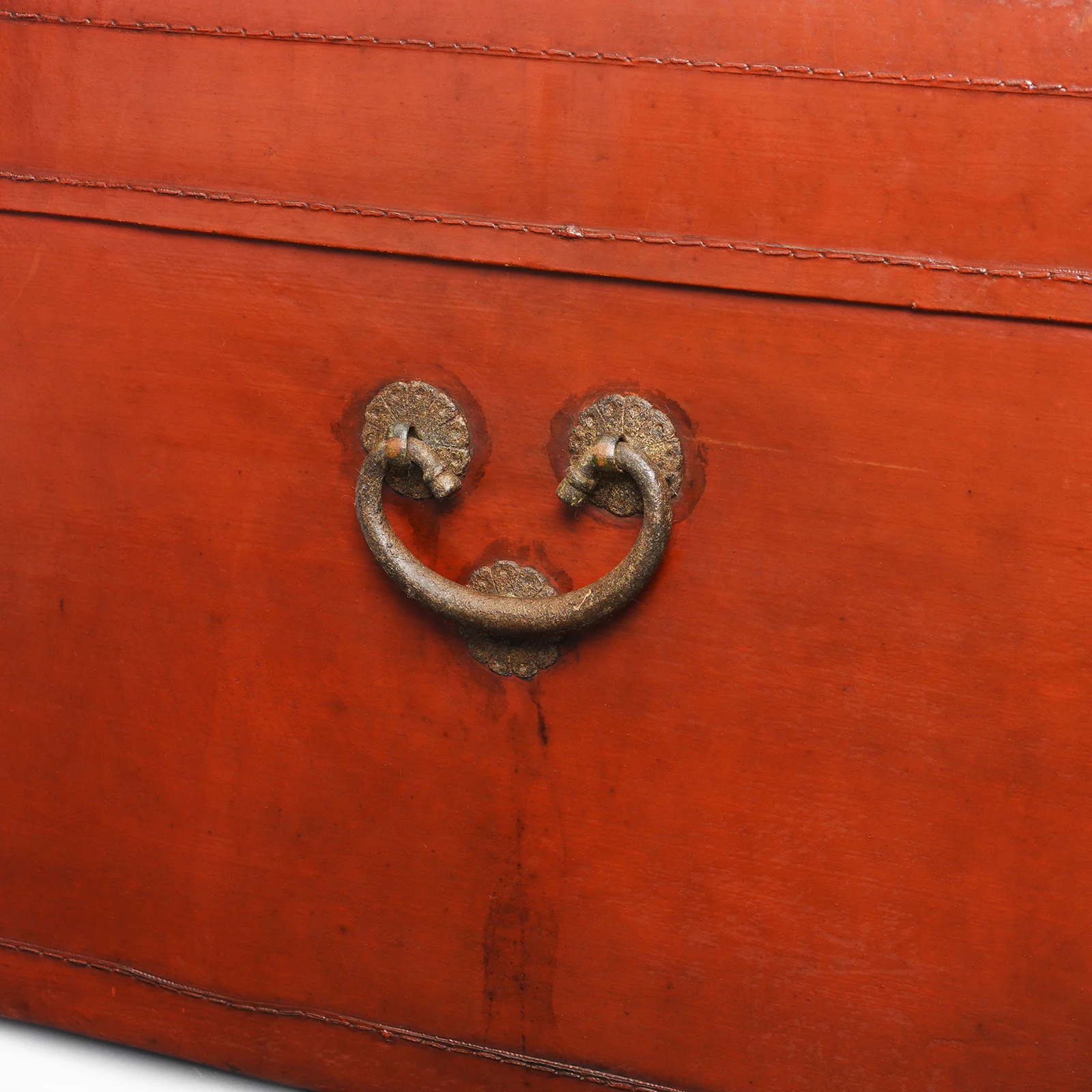 Red Leather Trunk From Shanghai - 19th Century - Image 7