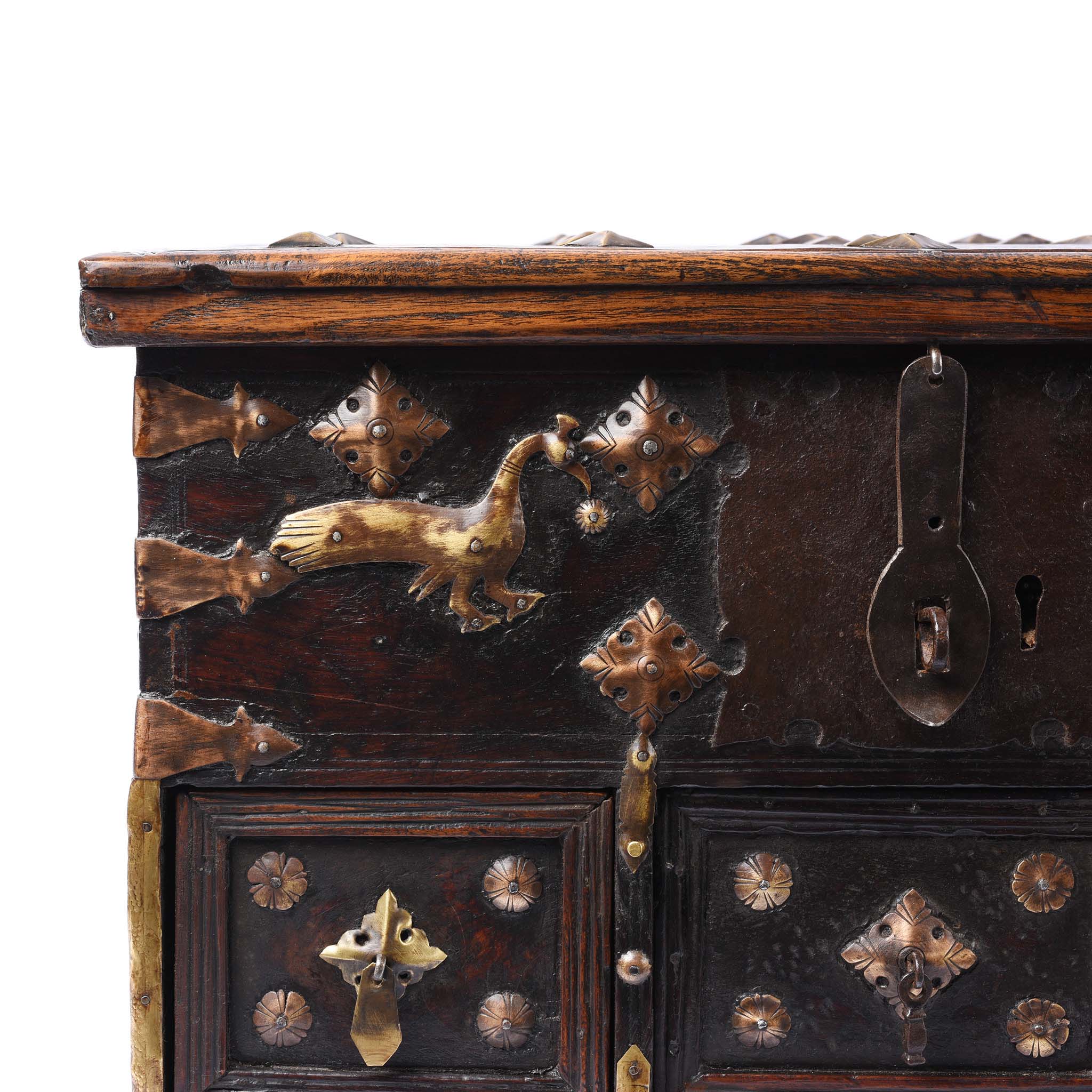 Rosewood Jewellery Box With Brass Peacocks - 19thC - Image 2