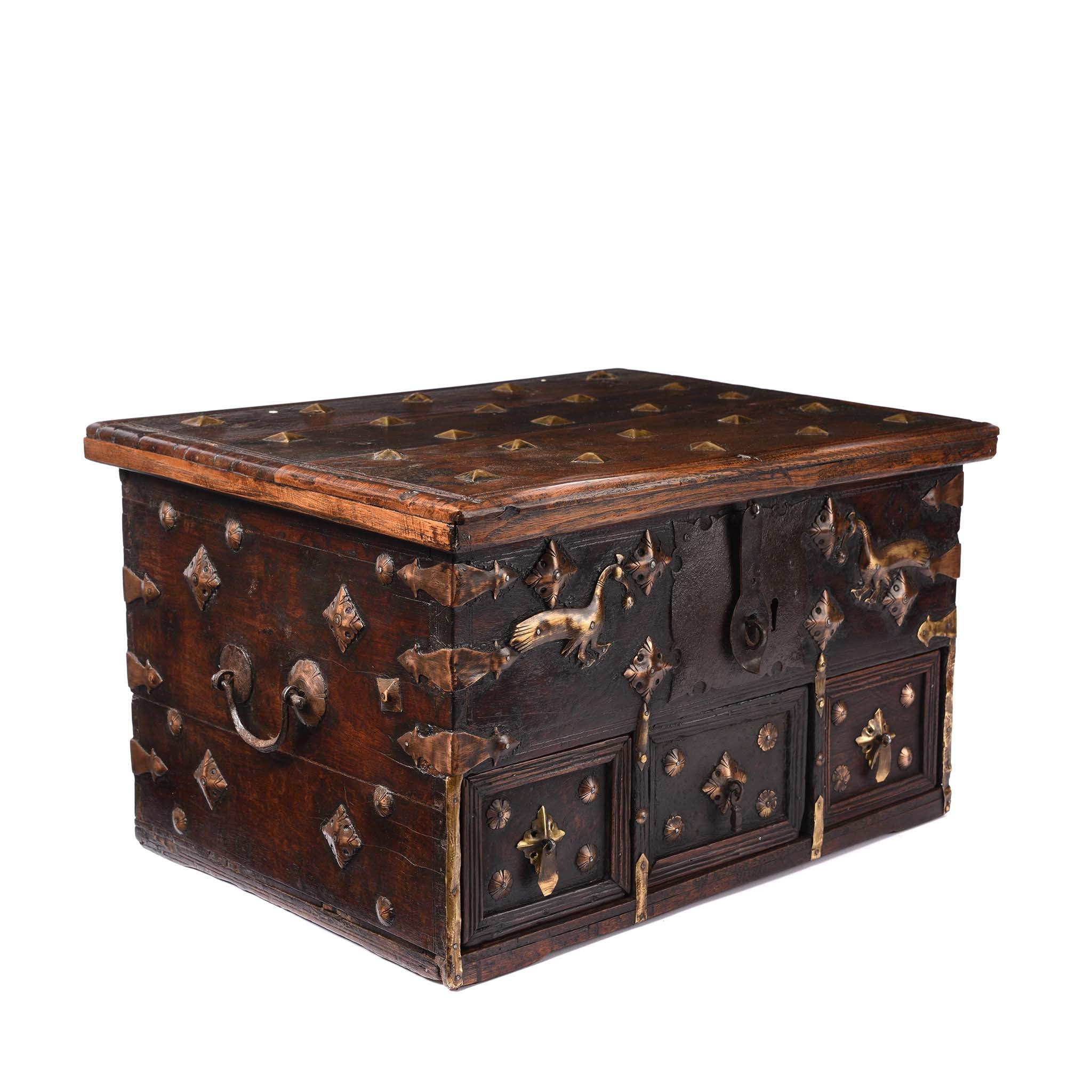 Rosewood Jewellery Box With Brass Peacocks - 19thC - Image 5