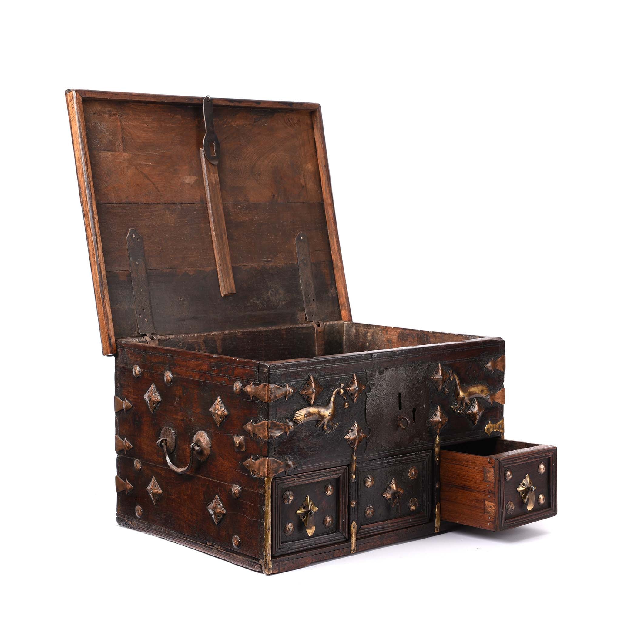 Rosewood Jewellery Box With Brass Peacocks - 19thC - Image 6