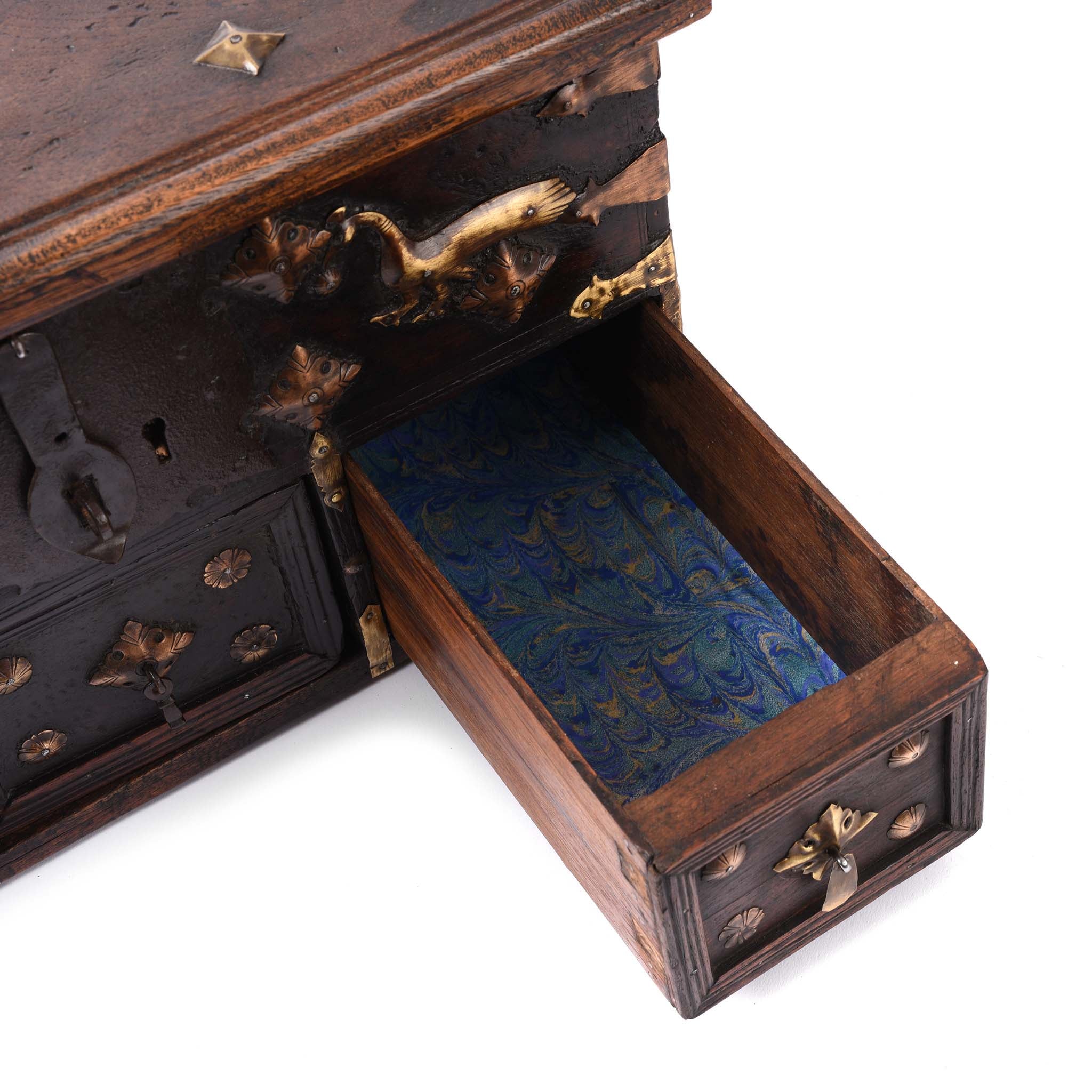 Rosewood Jewellery Box With Brass Peacocks - 19thC - Image 8