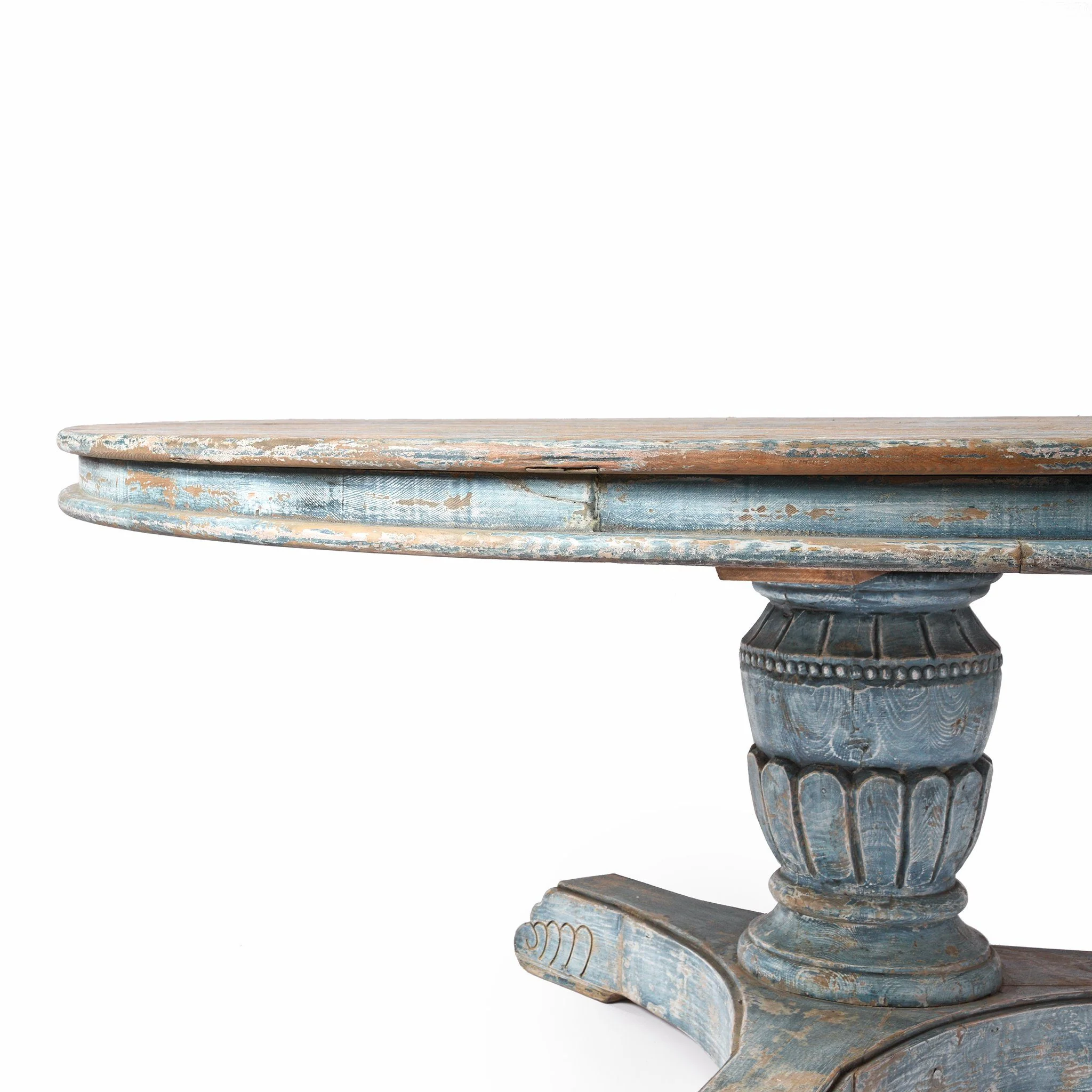 Round Pedestal Dining Table Made From Old Painted Pine - Image 10