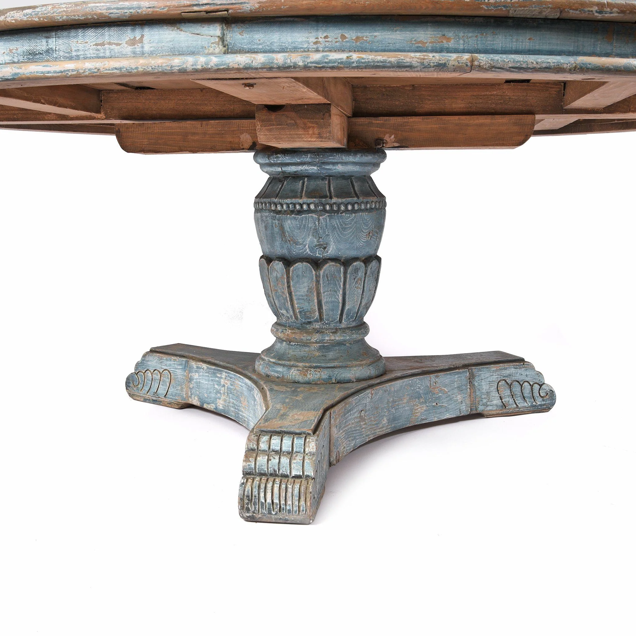Round Pedestal Dining Table Made From Old Painted Pine - Image 12
