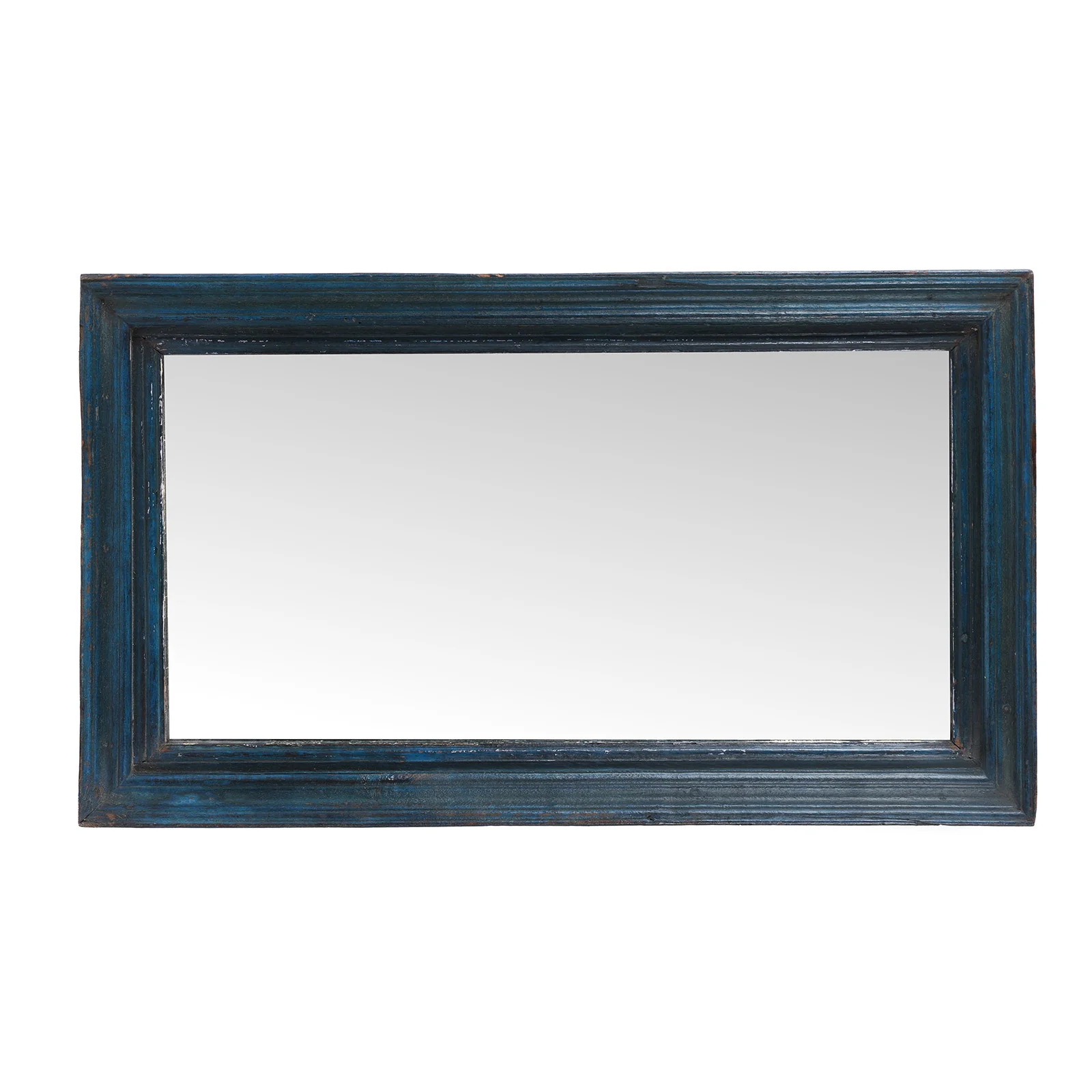 Blue Painted Mirror Made From Old Architectural Teak - Image 2
