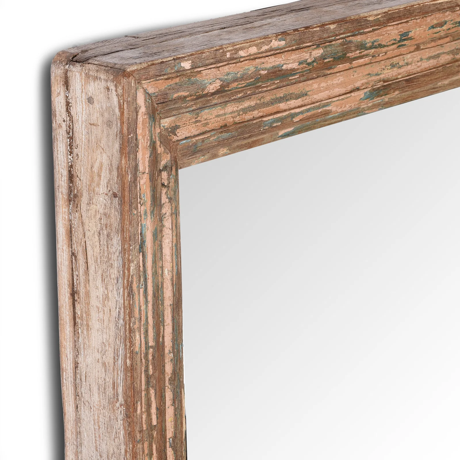Rustic Painted Mirror Made From Old Architectural Teak - Image 5