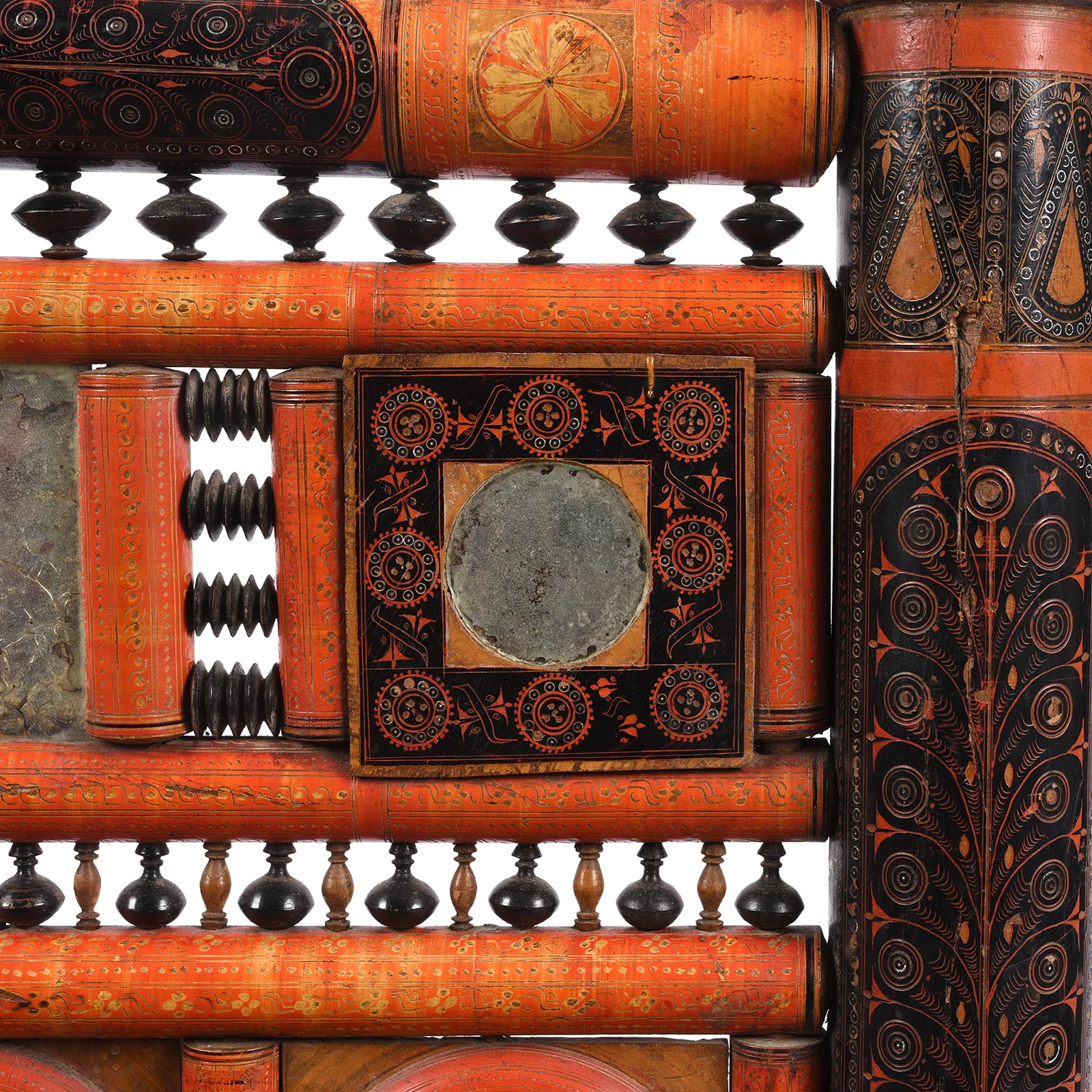 Scratchwork Lacquer Pidha Chair from Punjab - Ca 1900 - Image 7