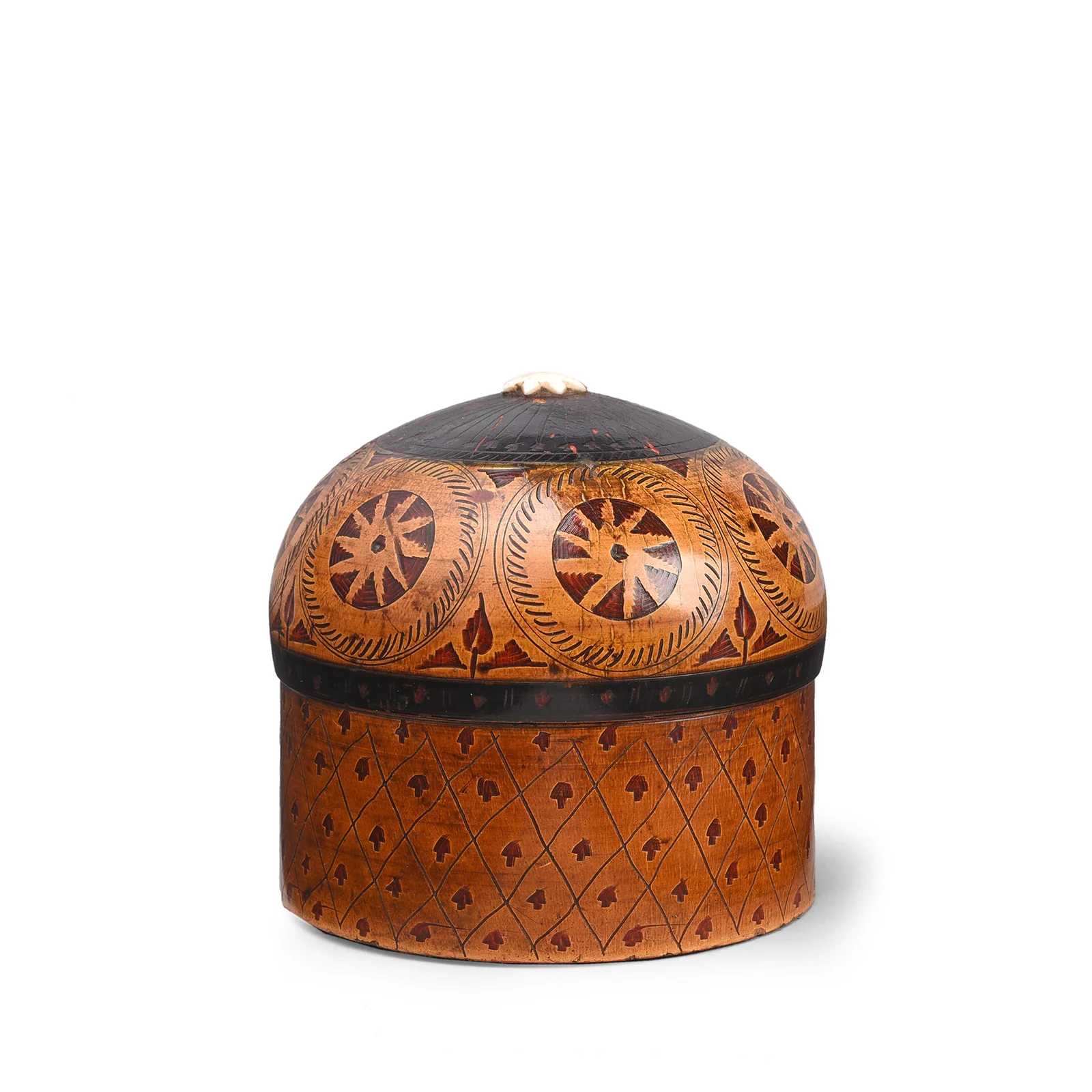 Scratchwork Lacquer Pot From Sindh - Ca 1900