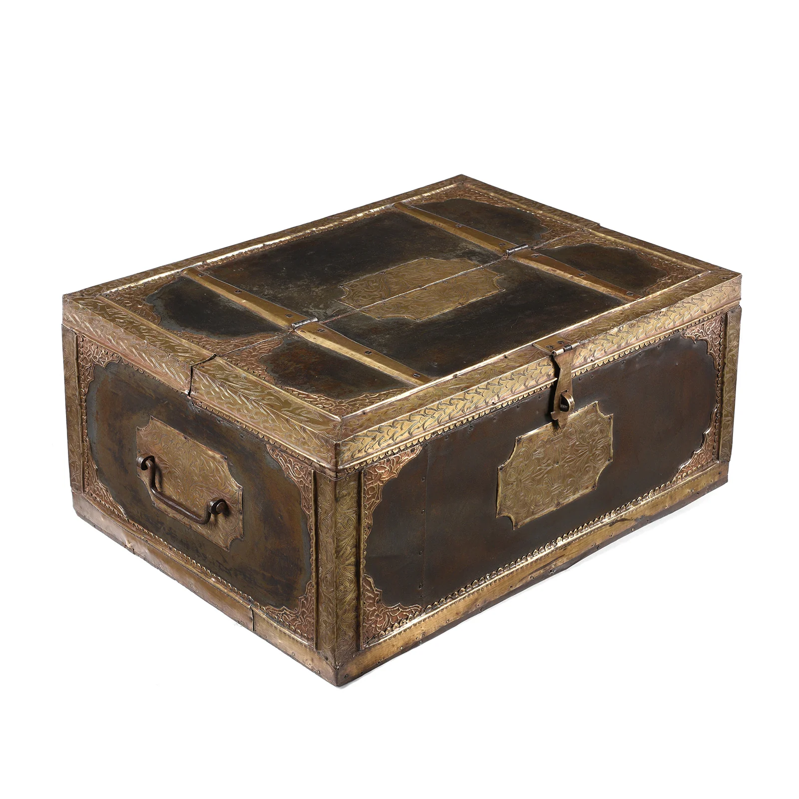 Brass & Iron Trousseau Box From Shekhawati - 19th Century - Image 2