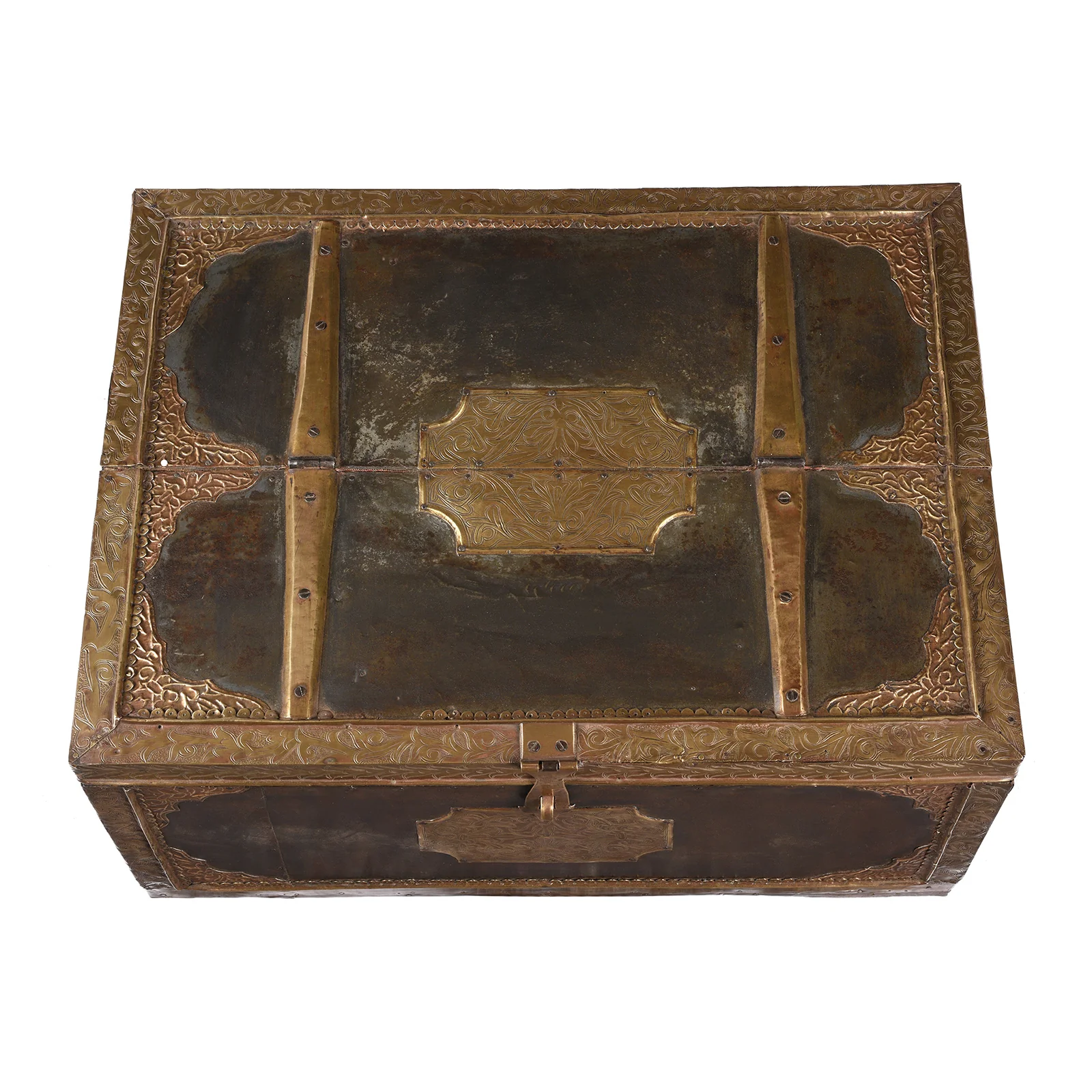 Brass & Iron Trousseau Box From Shekhawati - 19th Century - Image 3