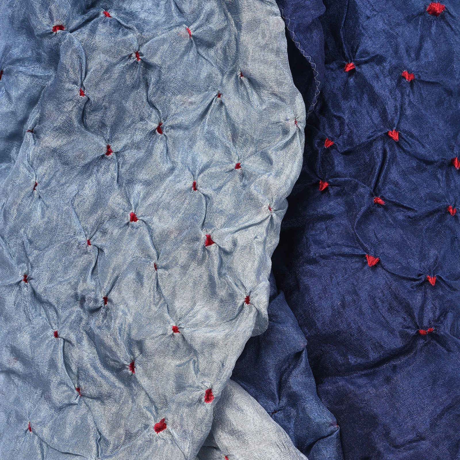 Petrol Blue Silk Bandhani Scarf - Image 2