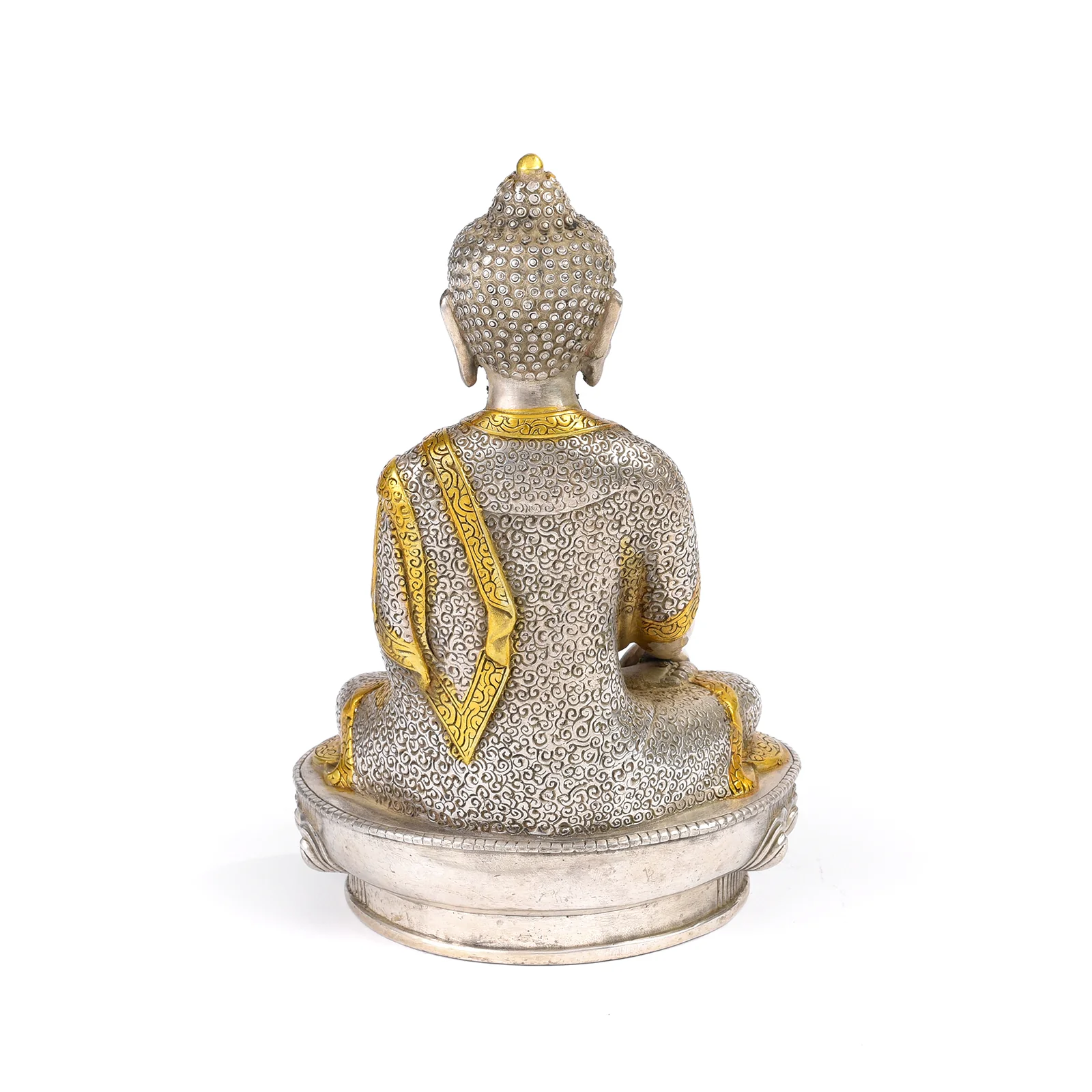 Silver Plated Buddha Statue - Bhumisparsha Mudra - Image 6