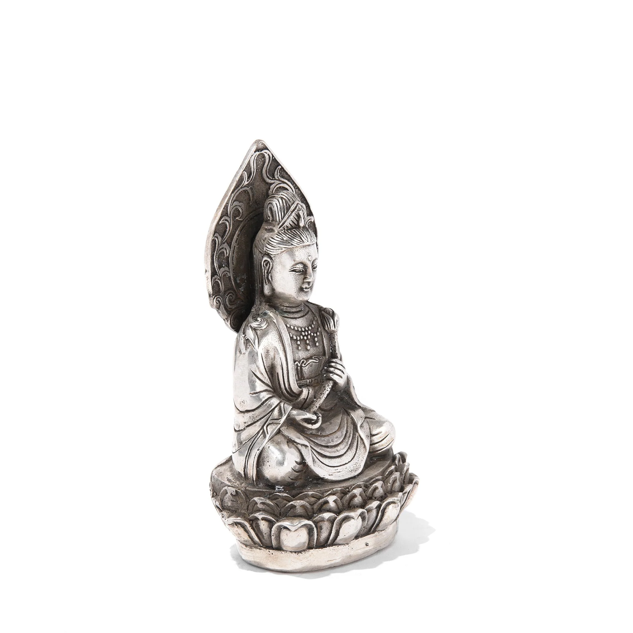 Silver Plated Seated Guanyin Statue - Image 2