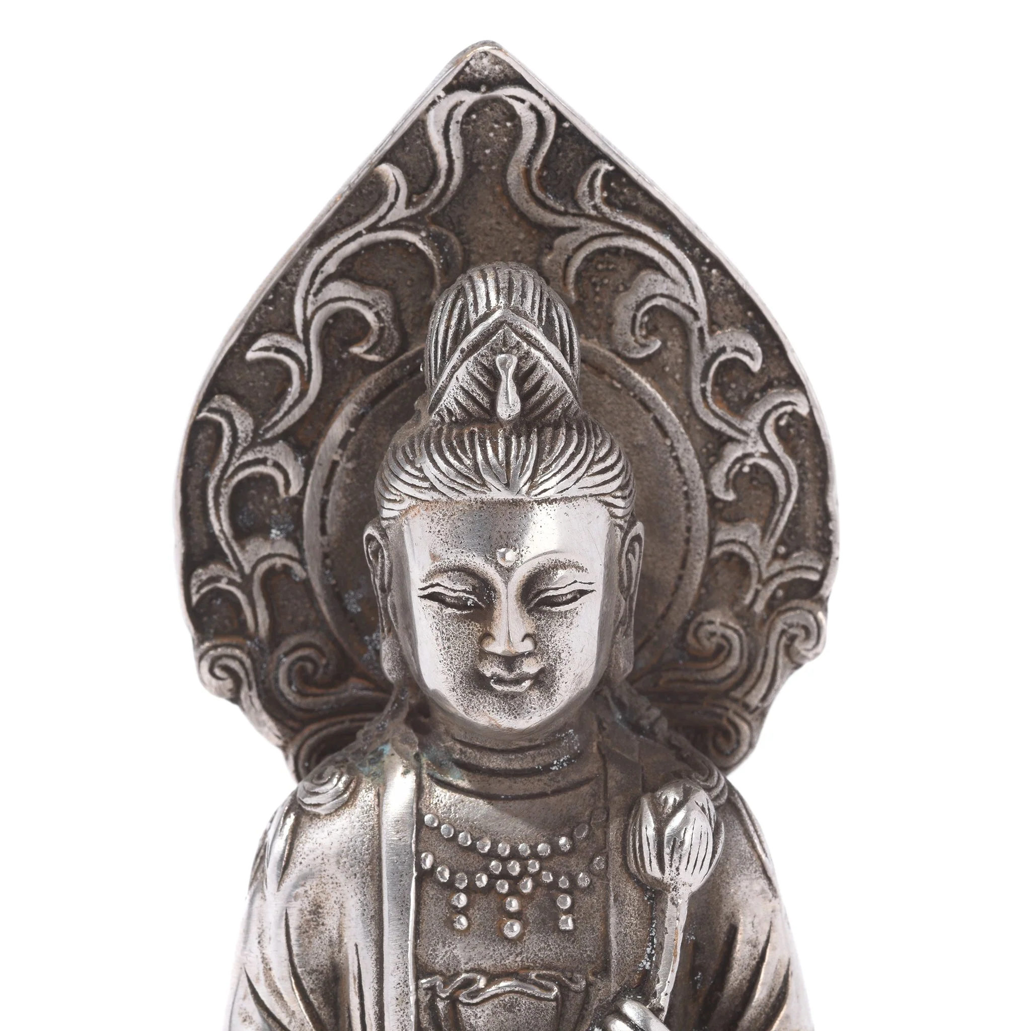 Silver Plated Seated Guanyin Statue - Image 3