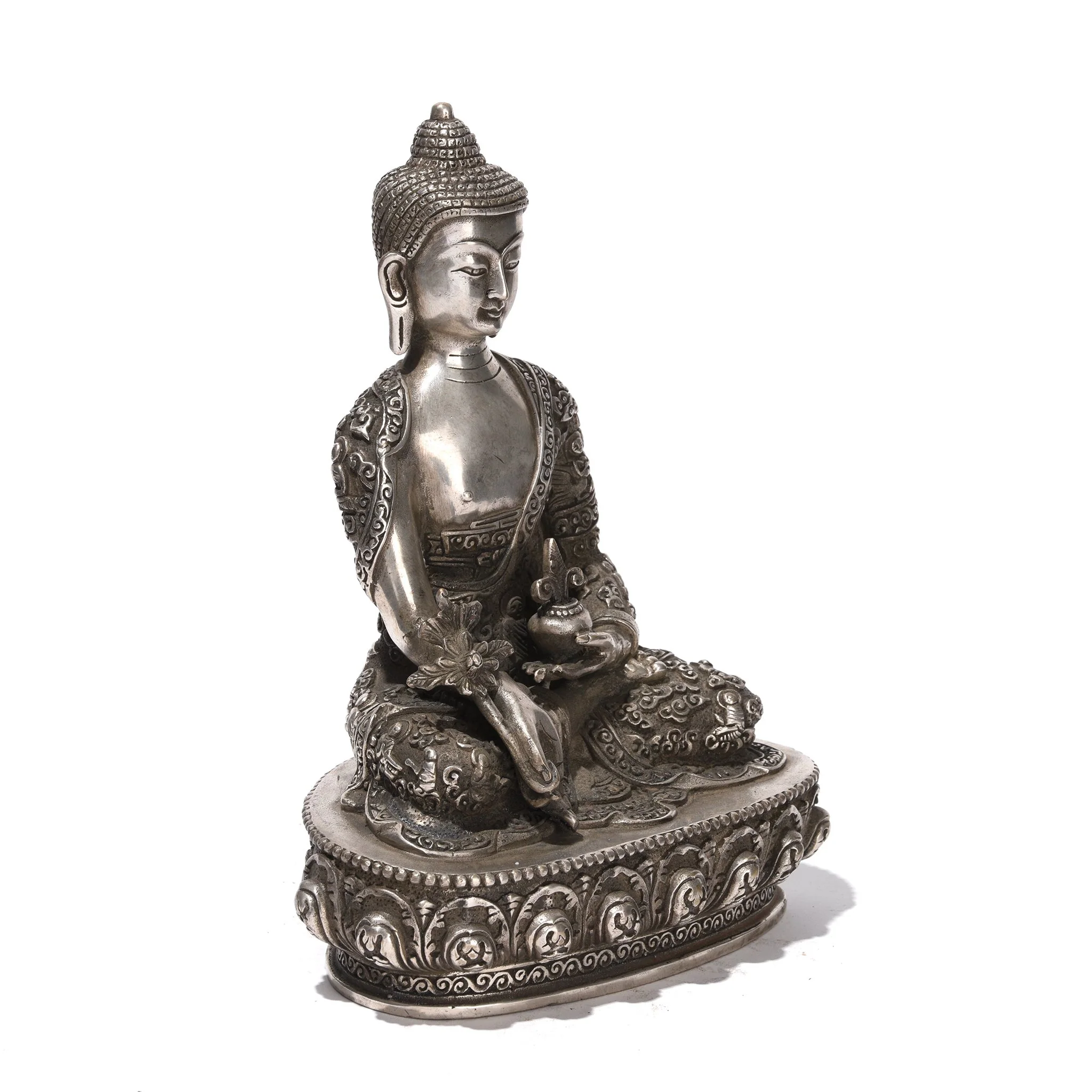 Silver Plated Buddha Statue - Bhumisparsha Mudra - Image 4