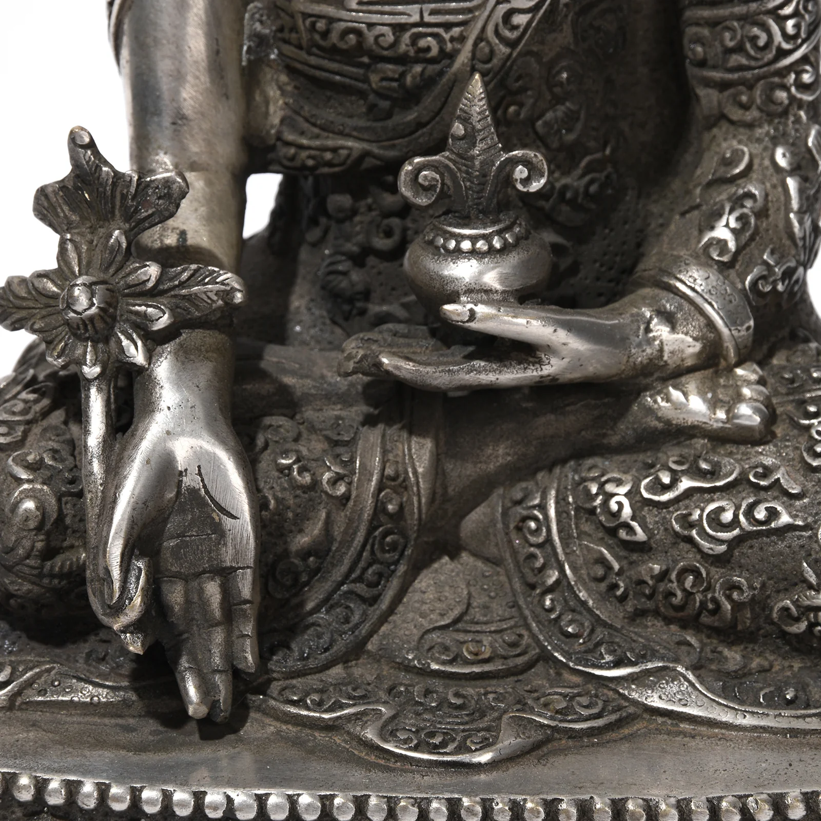 Sitting Silver Plated Buddha Statue - Varada Mudra - Image 5