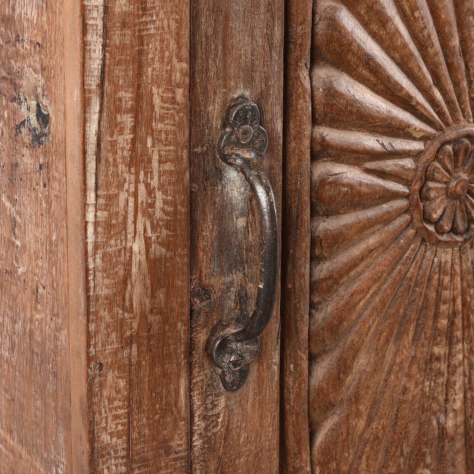 Bedside Cabinet Made From Reclaimed Carved Teak - Image 6