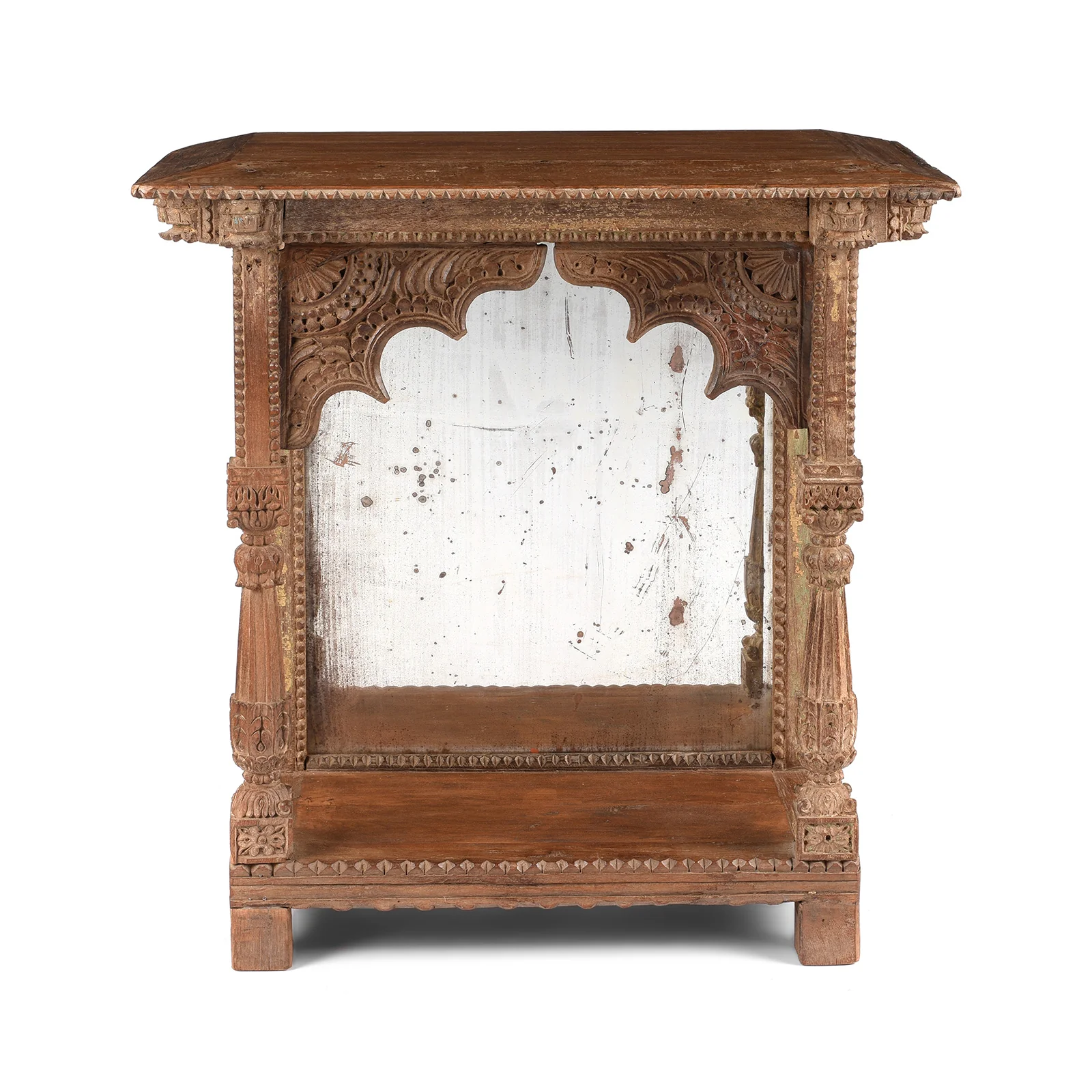 Painted Indian House Shrine Mirror From Kutch - 19thC