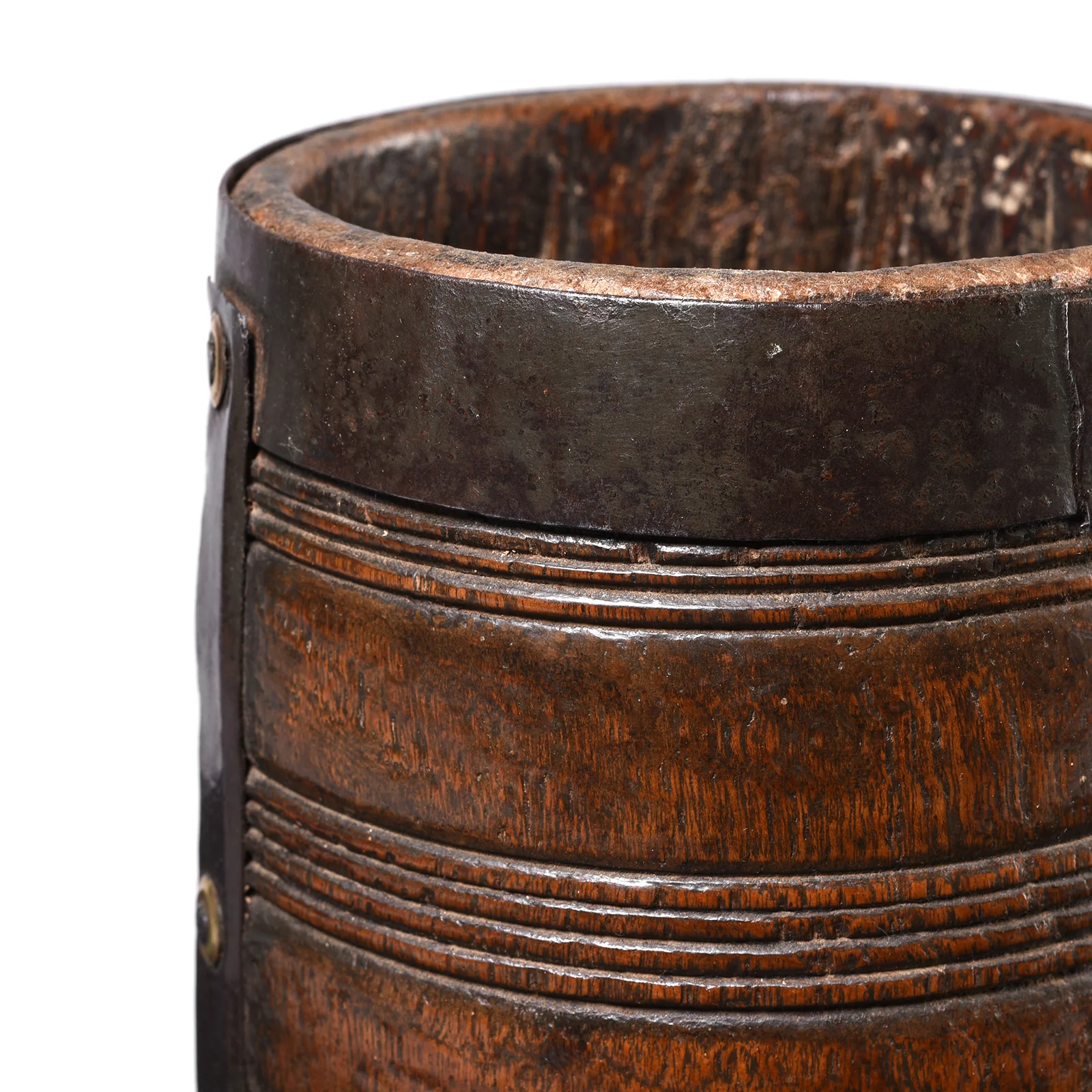 Teak & Iron Grain Measure From Rajasthan - 19th Century - Image 2