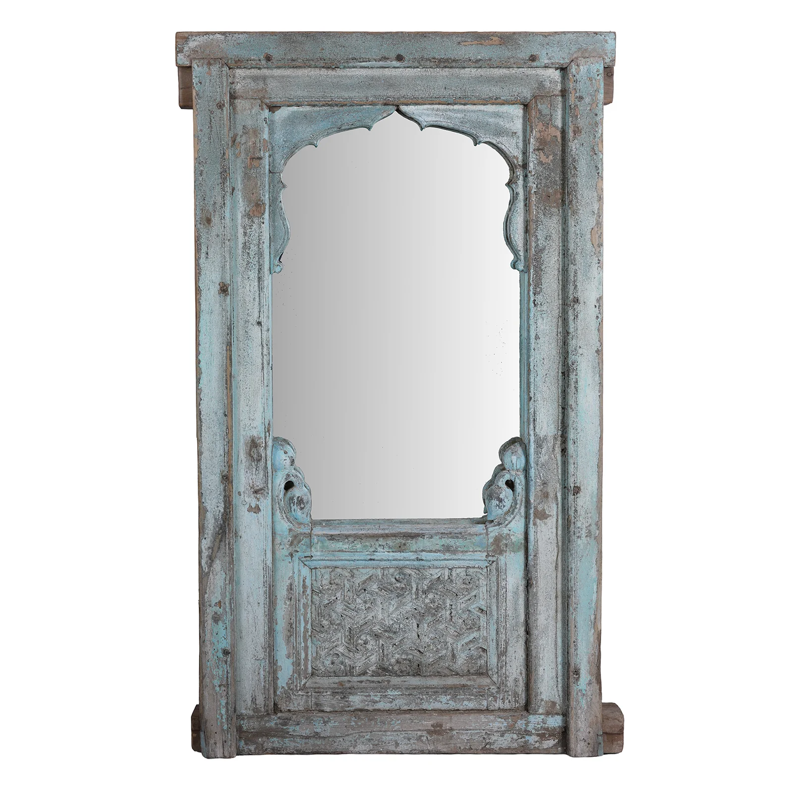 Painted Mirror Made From An Old Teak Window - 19th Century - Image 3