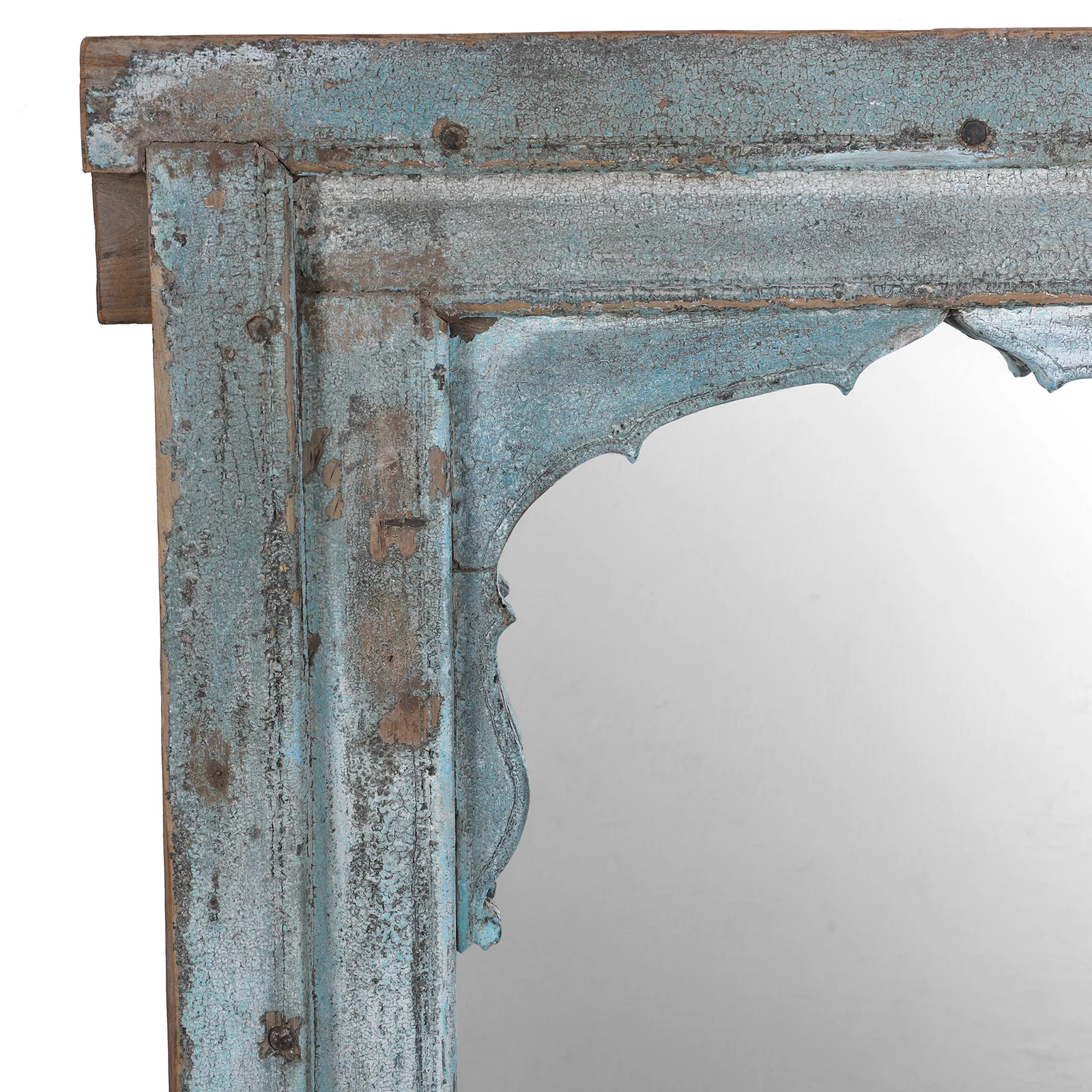 Painted Mirror Made From An Old Teak Window - 19th Century - Image 4