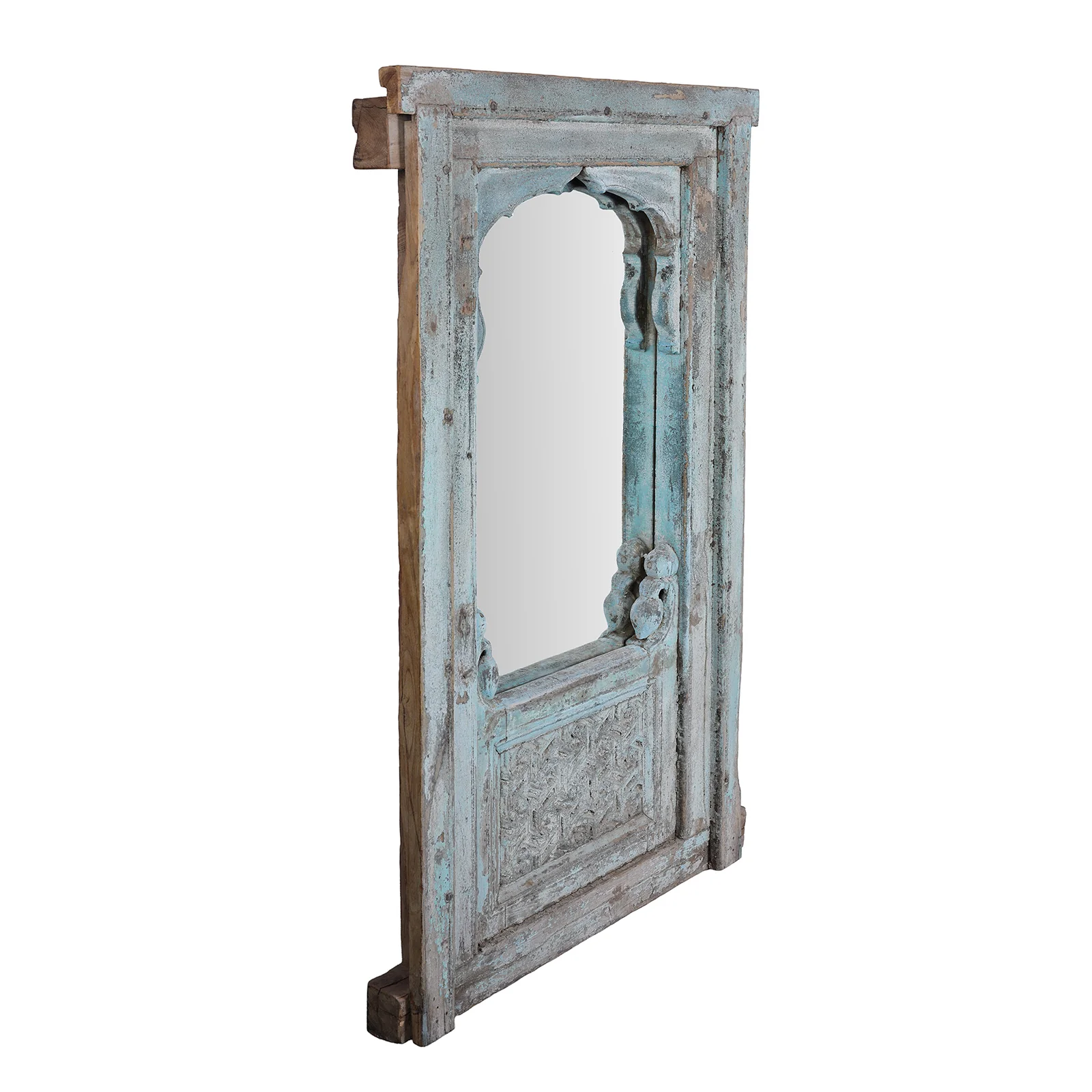 Painted Mirror Made From An Old Teak Window - 19th Century - Image 5