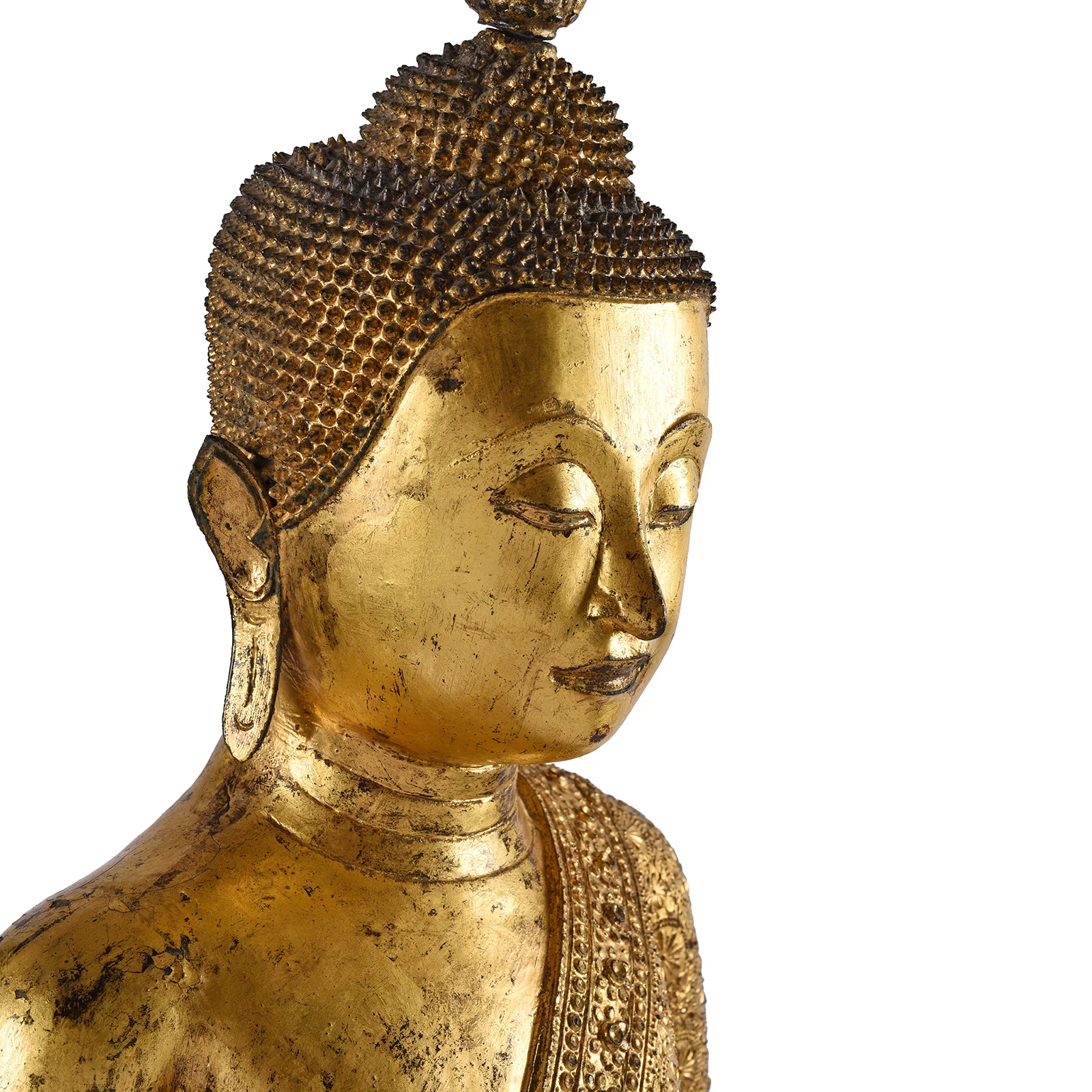 Large Thai Gilt Rattanakosin Sitting Buddha Statue - 19th Century - Image 11