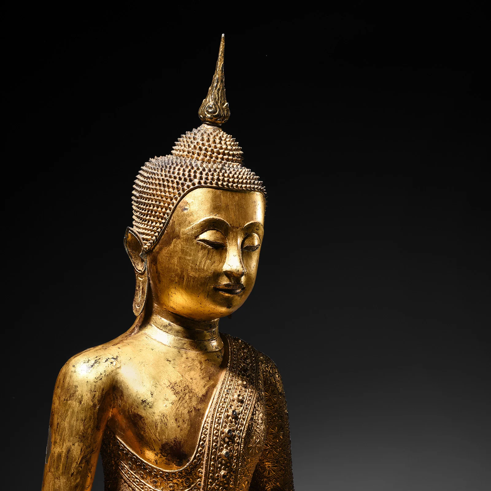 Large Thai Gilt Rattanakosin Sitting Buddha Statue - 19th Century - Image 2