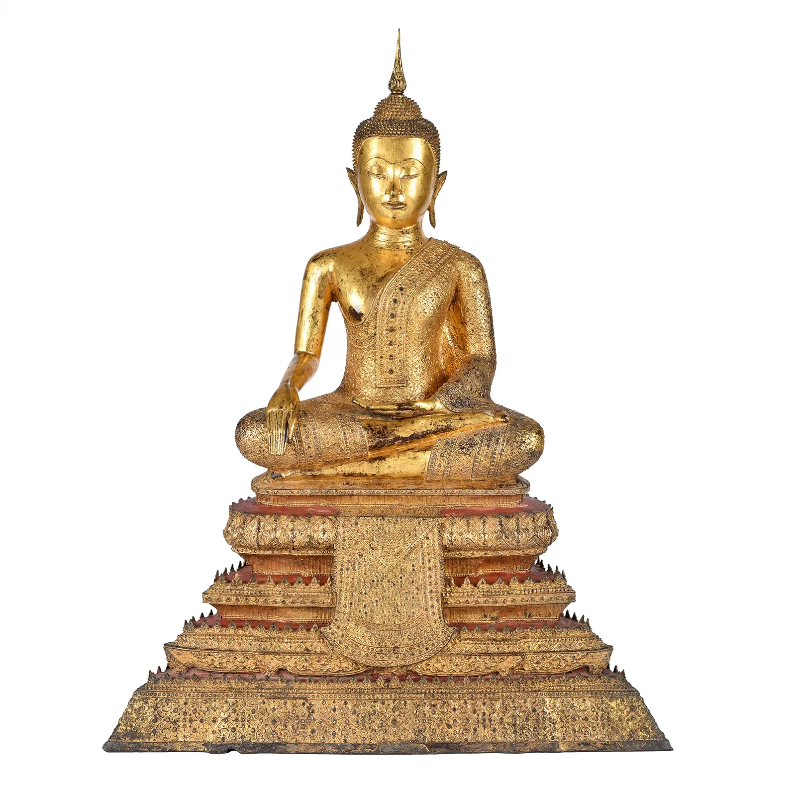 Large Thai Gilt Rattanakosin Sitting Buddha Statue - 19th Century - Image 3