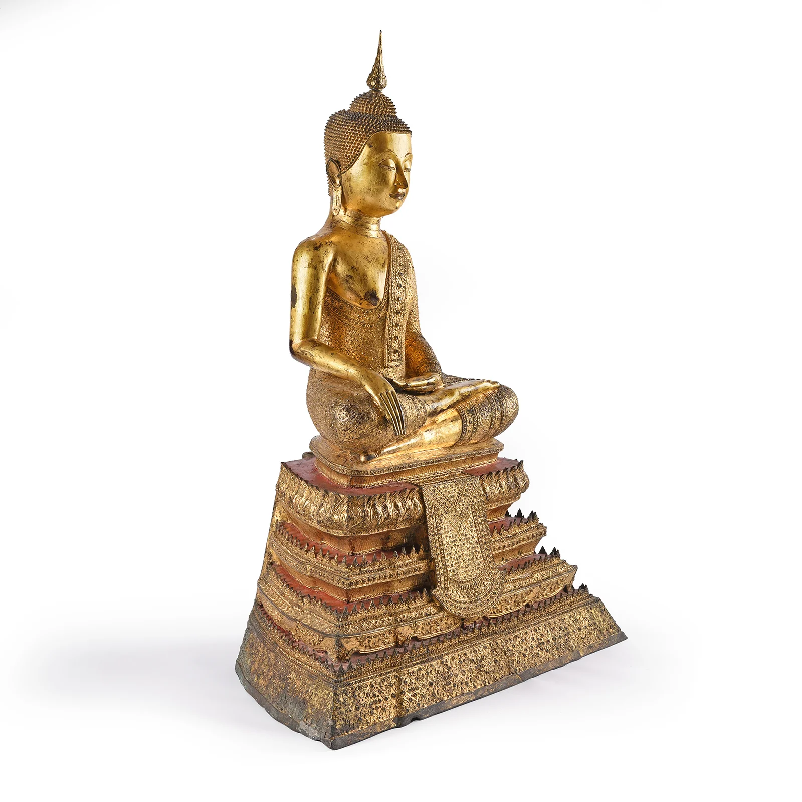 Large Thai Gilt Rattanakosin Sitting Buddha Statue - 19th Century - Image 4